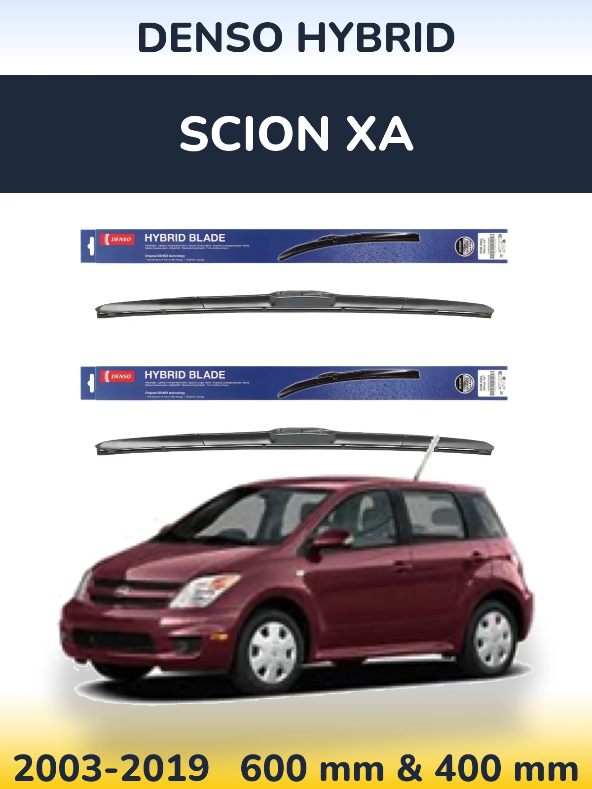 Комплект передних дворников Denso Hybrid 600 & 400 мм для Scion xA 2003-2019