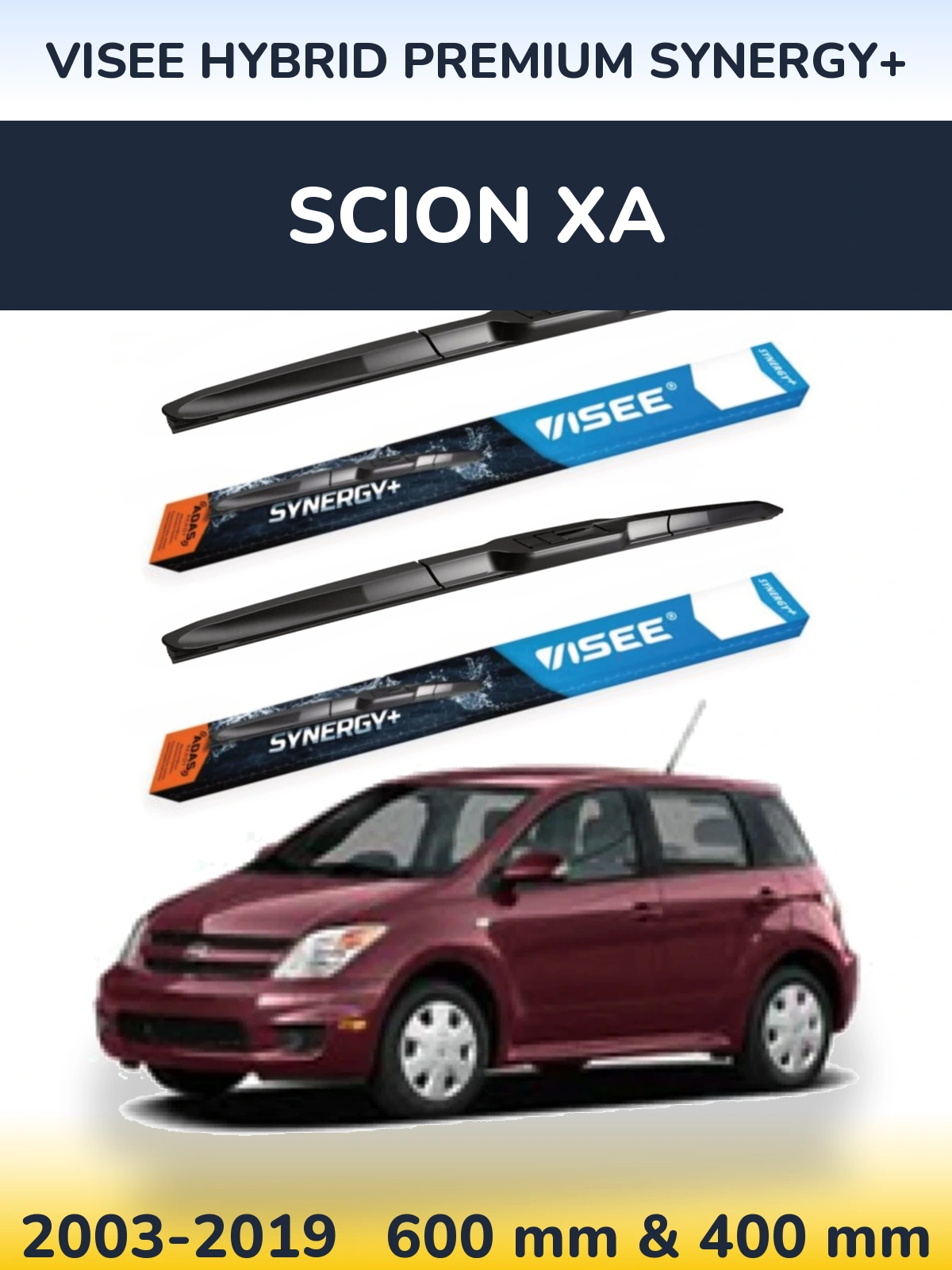 Комплект передніх щіток VISEE HYBRID PREMIUM SYNERGY+ 600 & 400 мм для Scion xA 2003-2019