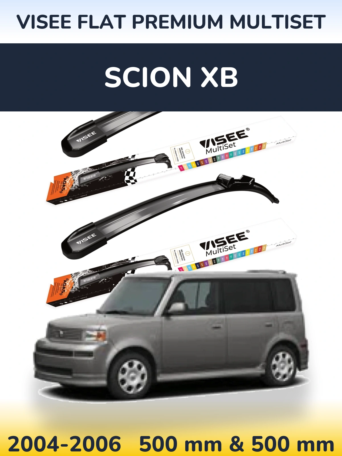 Комплект передних дворников VISEE FLAT PREMIUM MultiSet 500 & 500 мм для Scion xB 2004-2006