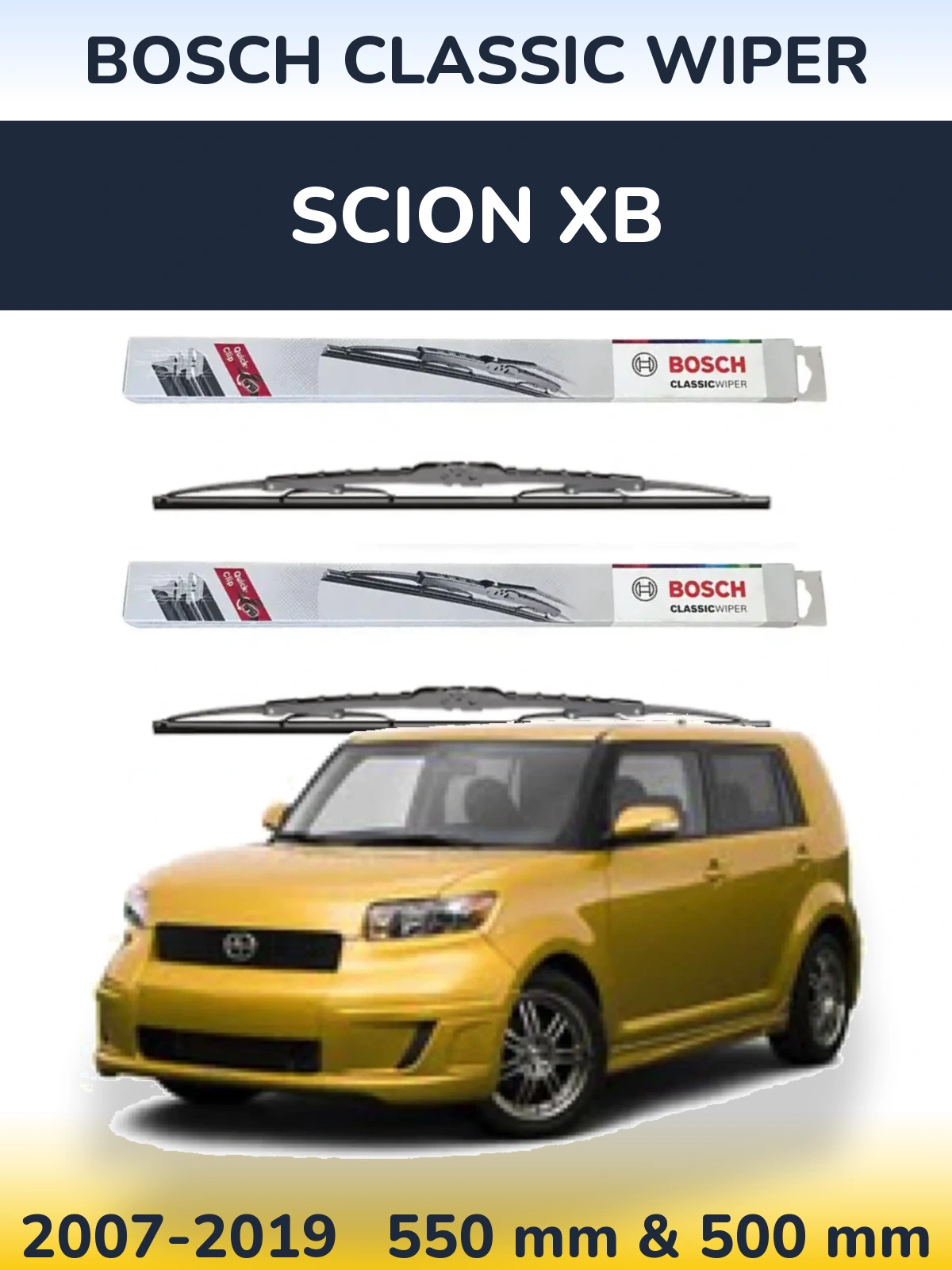 Комплект передних дворников BOSCH Classic Wiper 550 & 500 мм для Scion xB 2007-2019