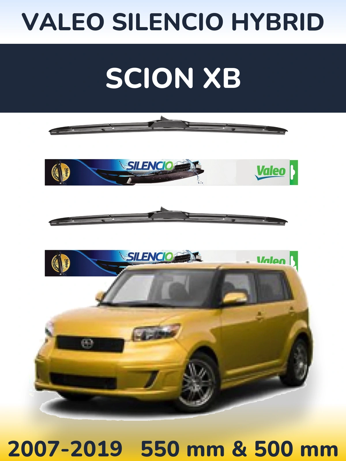 Комплект передних дворников Valeo Silencio Hybrid 550 & 500 мм для Scion xB 2007-2019