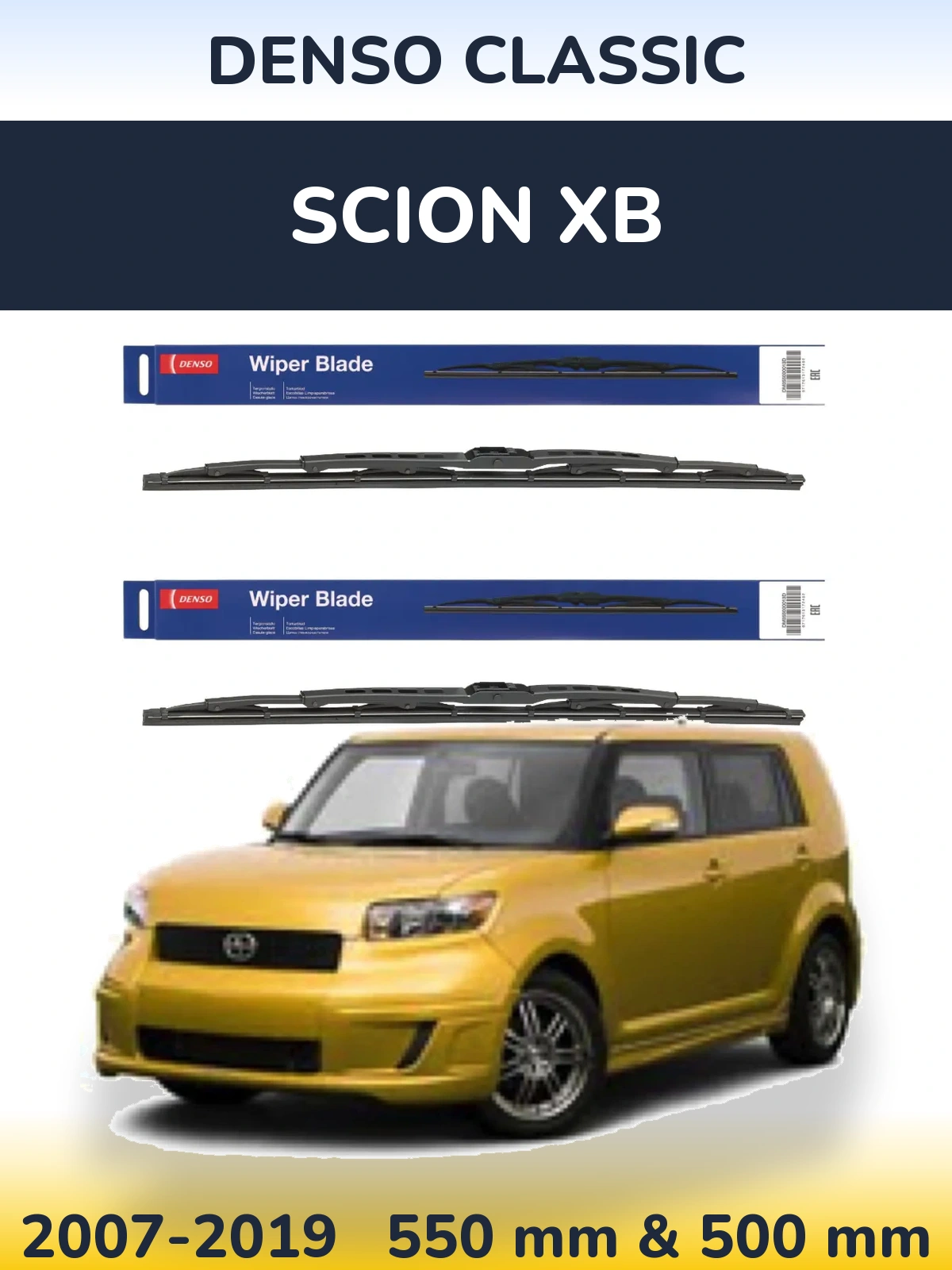 Komplet przednich wycieraczek Denso Classic 550 & 500 mm do Scion xB 2007-2019