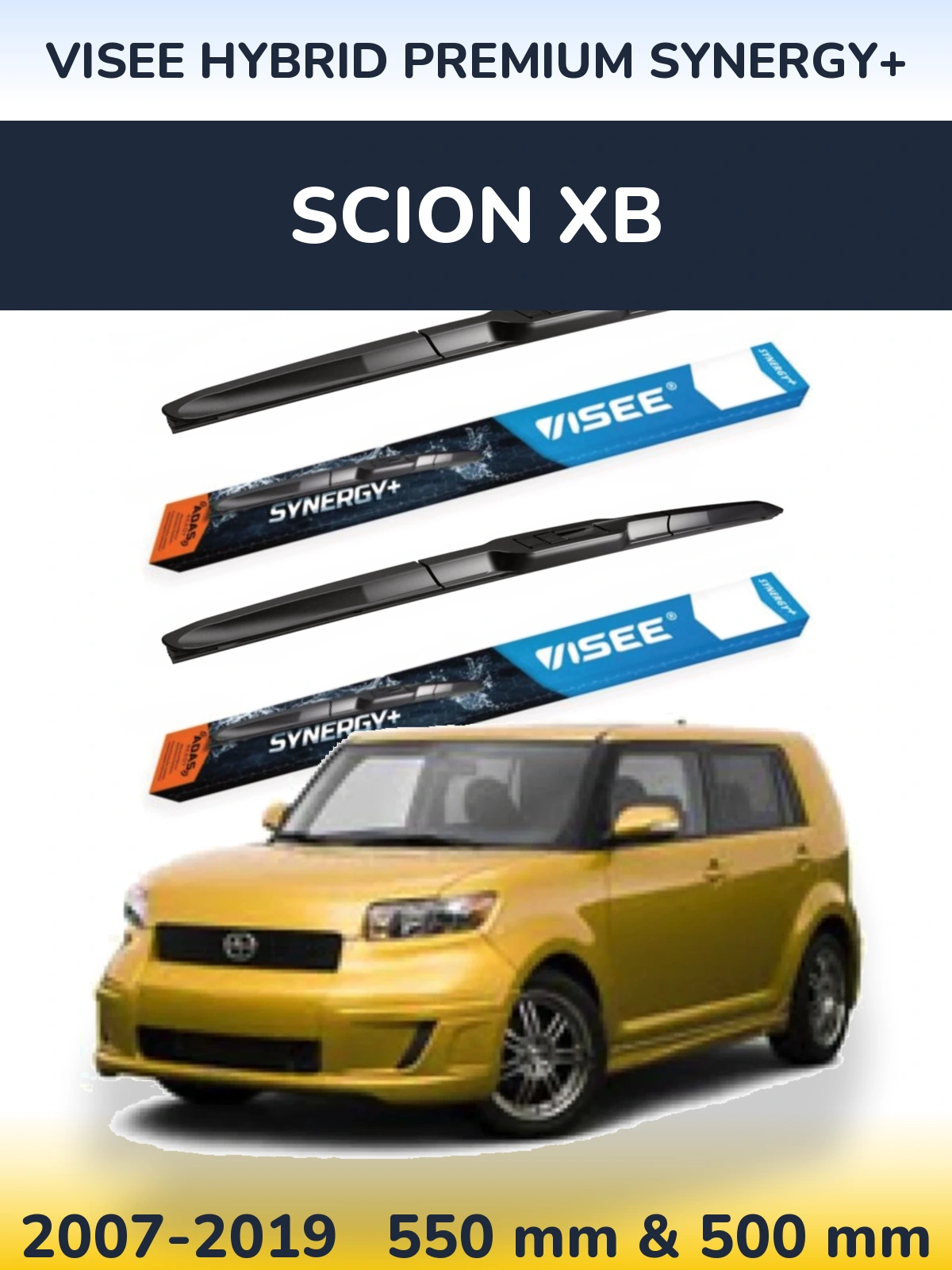 Komplet przednich wycieraczek VISEE HYBRID PREMIUM SYNERGY+ 550 & 500 mm do Scion xB 2007-2019