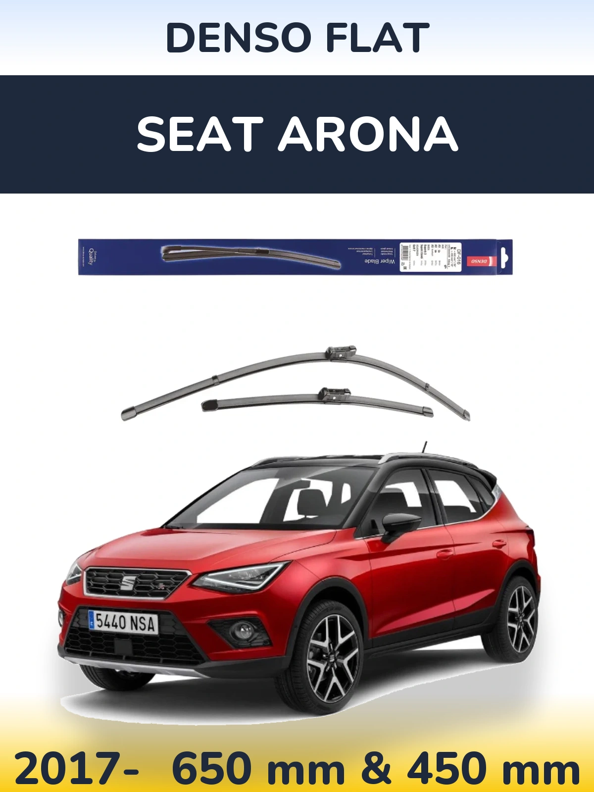 Komplet przednich wycieraczek Denso Flat 650 & 450 mm do SEAT Arona 2017-2026