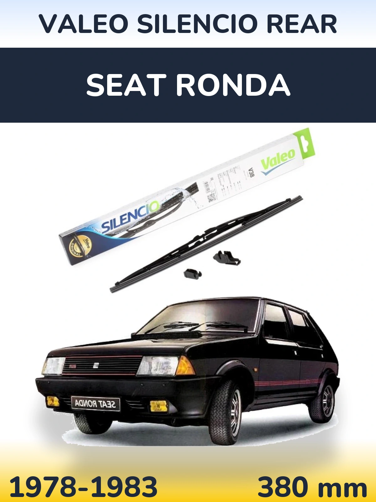 Rear wiper blade Valeo Silencio Rear 380 mm for SEAT Ronda 1978-1983