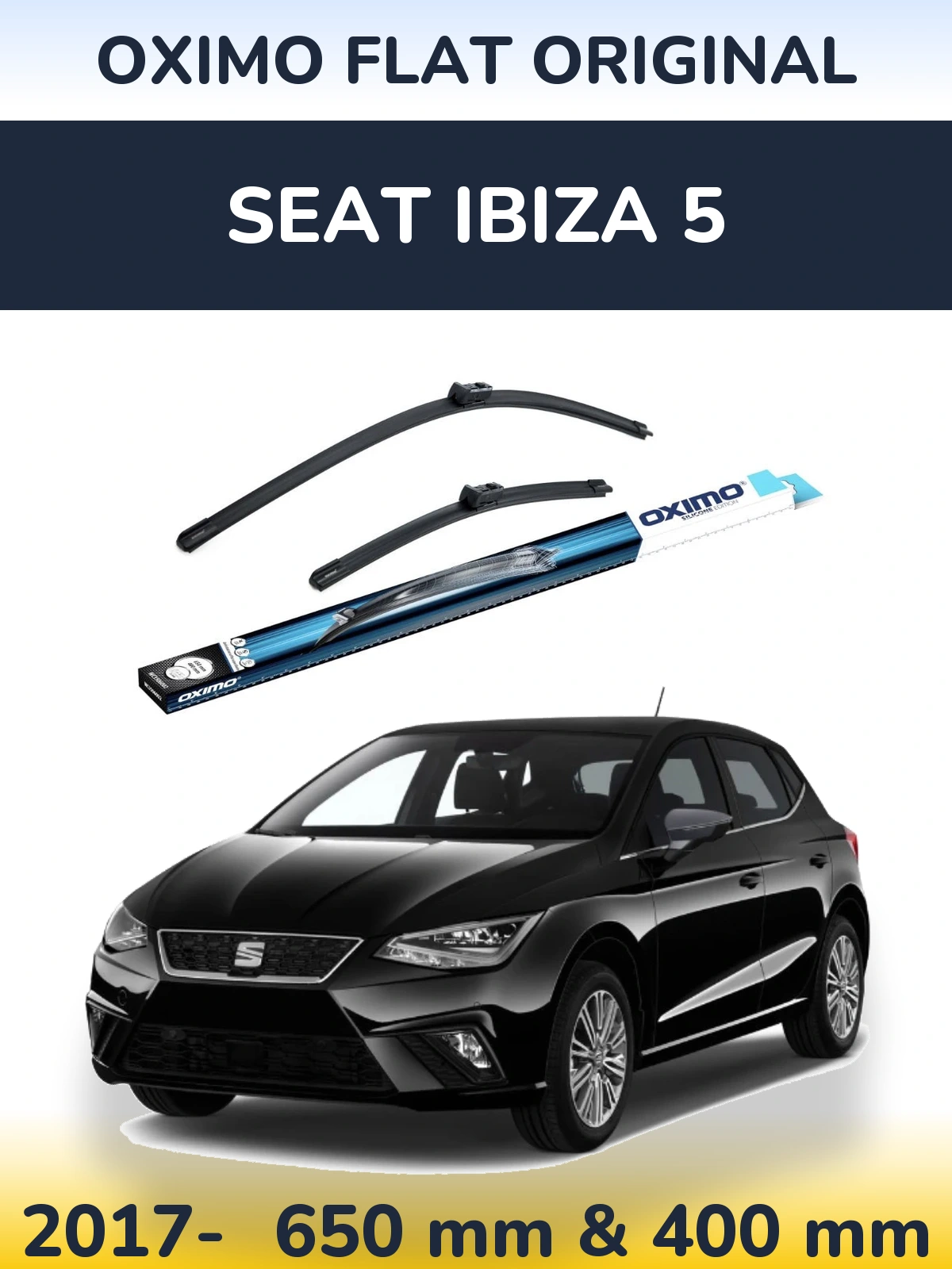 Комплект передних дворников Oximo Flat Original 650 & 400 мм для SEAT Ibiza 5 2017-2026