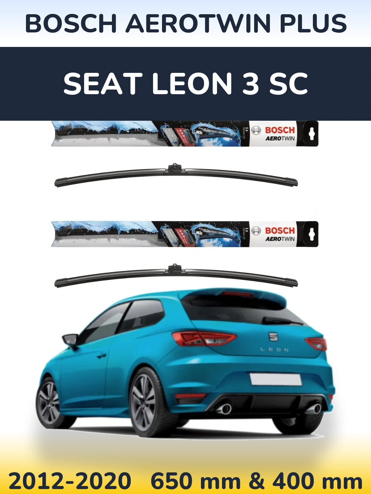 Komplet przednich wycieraczek BOSCH AeroTwin Plus 650 & 400 mm do SEAT Leon 3 SC 2012-2020