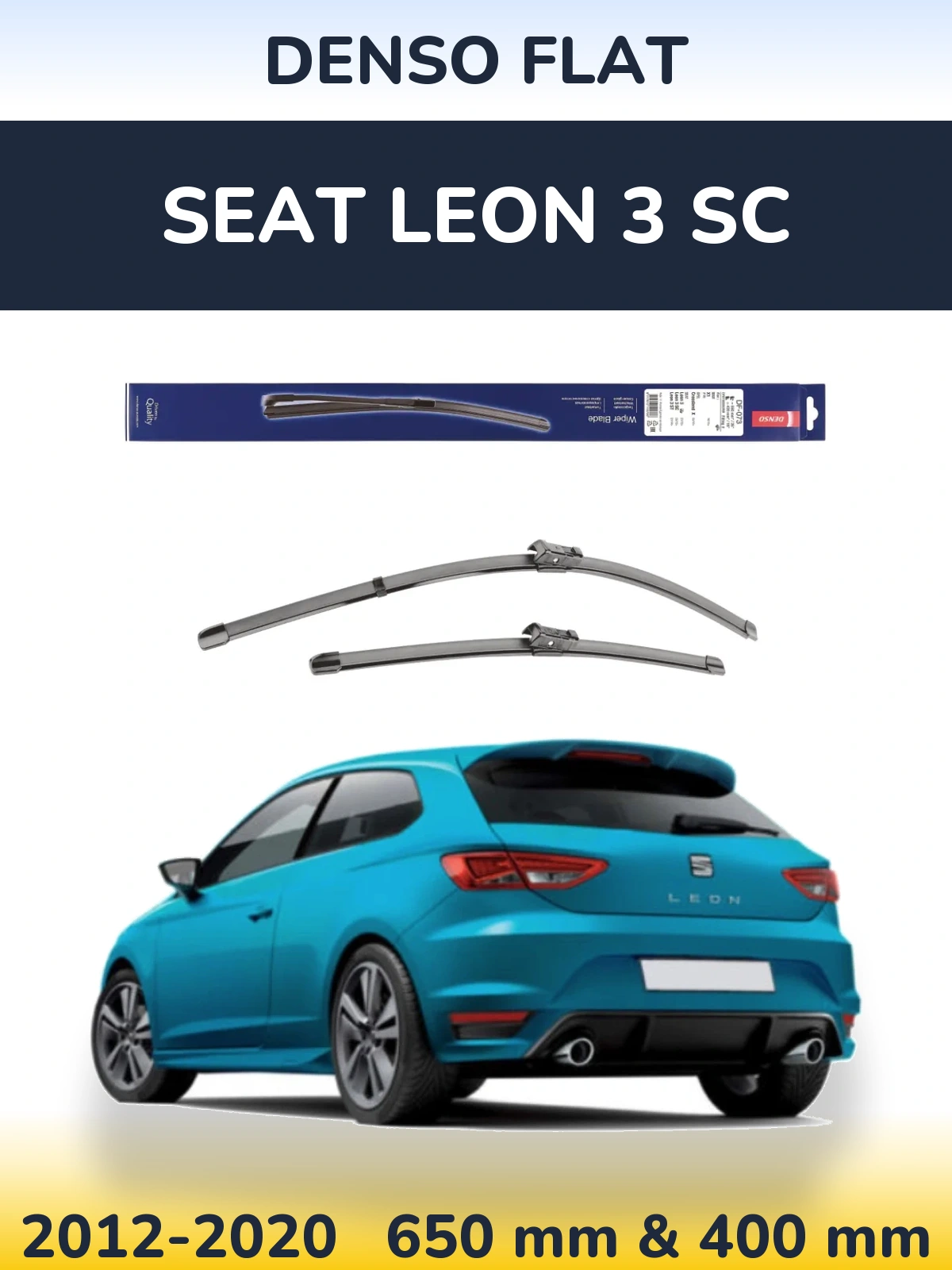 Komplet przednich wycieraczek Denso Flat 650 & 400 mm do SEAT Leon 3 SC 2012-2020