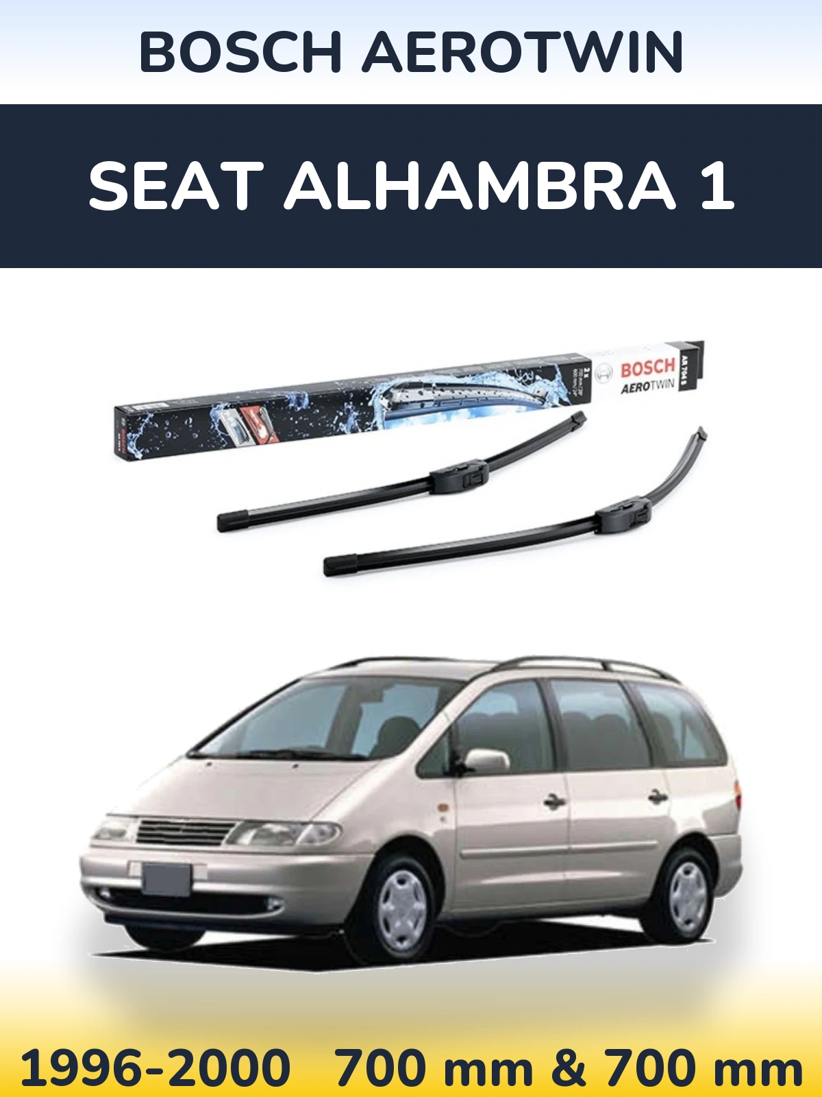 Komplet przednich wycieraczek BOSCH AeroTwin 700 & 600 mm do SEAT Alhambra 1 1996-2000