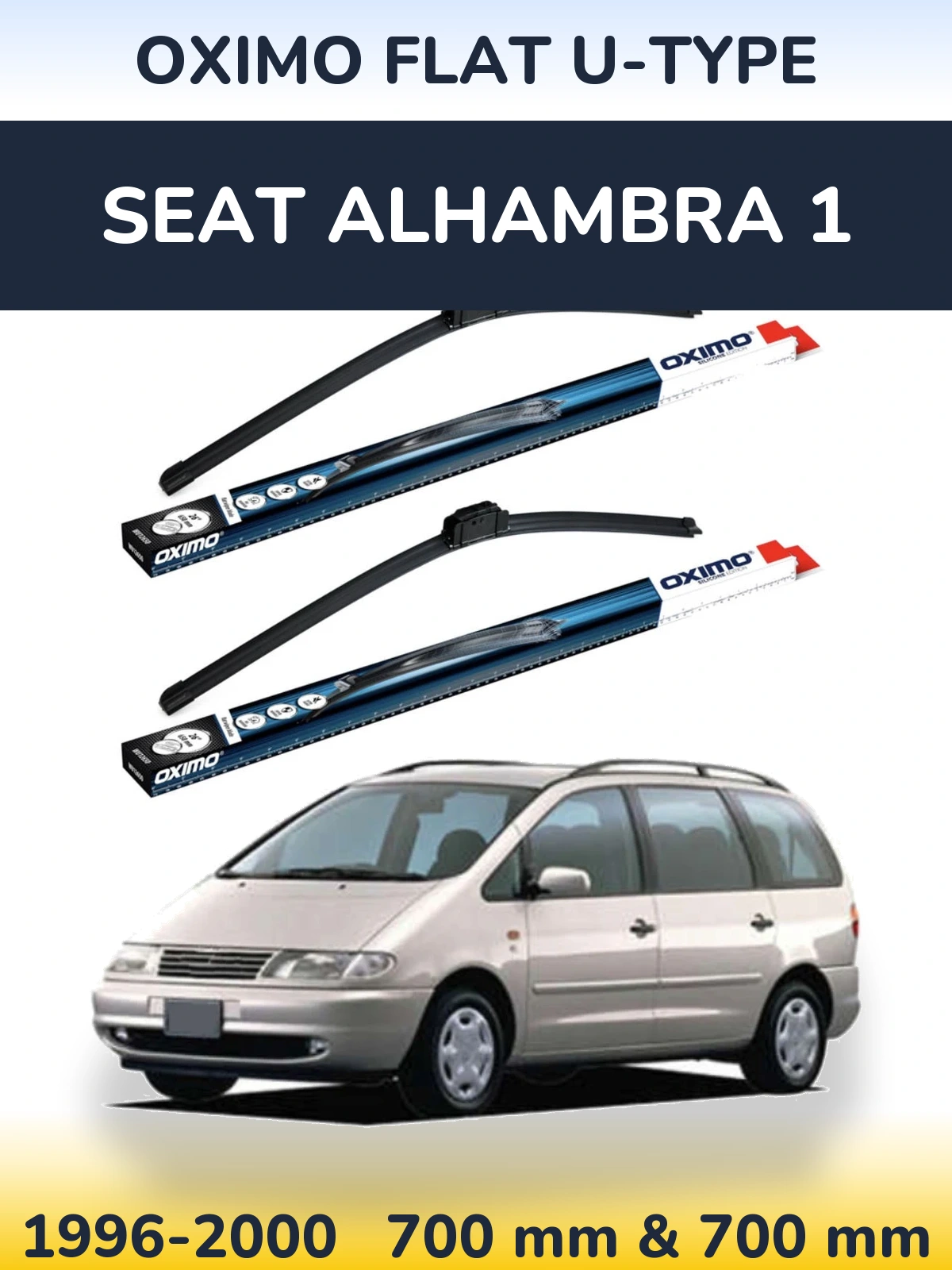 Komplet przednich wycieraczek Oximo Flat U-type 700 & 700 mm do SEAT Alhambra 1 1996-2000