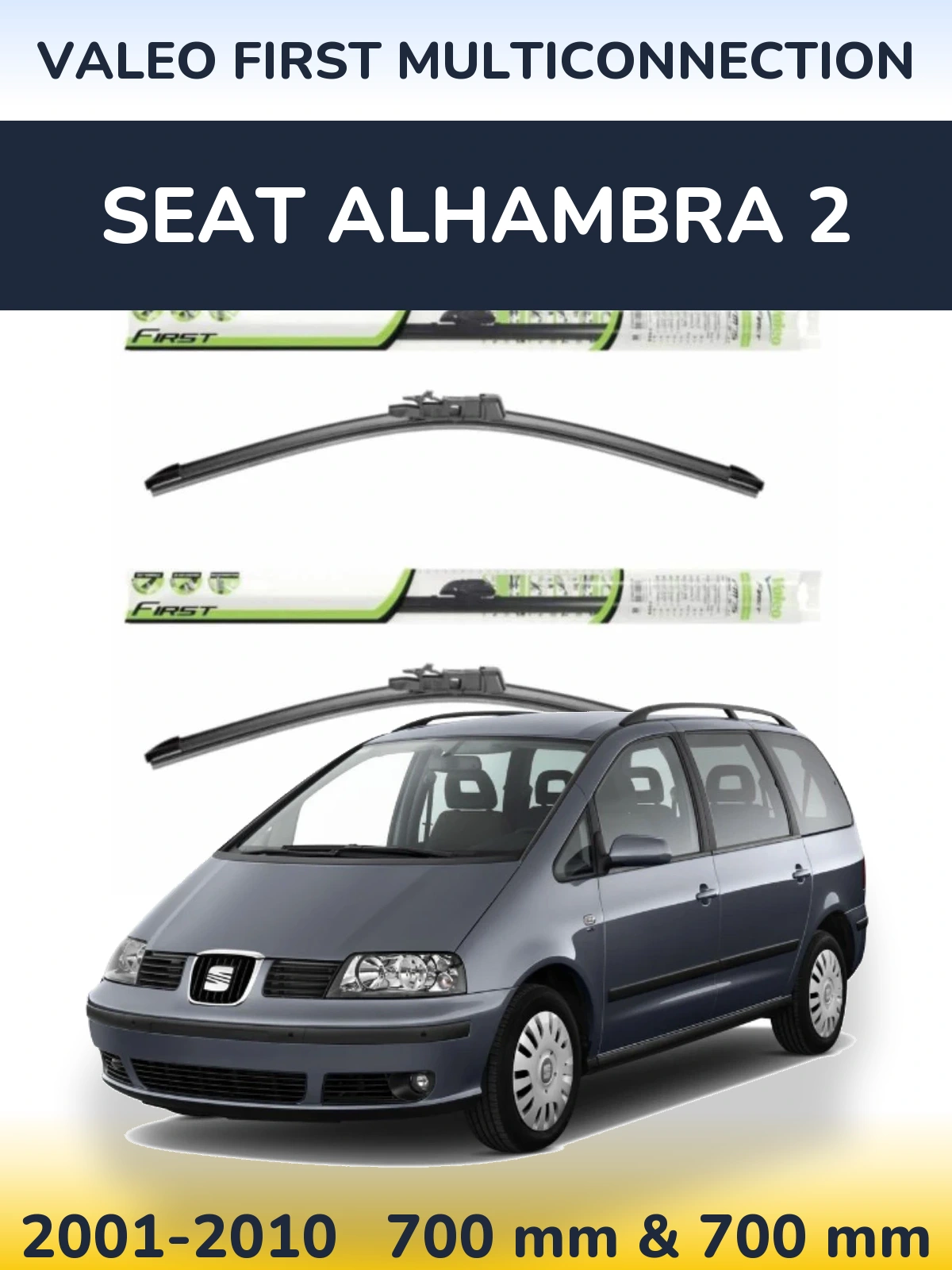 Komplet przednich wycieraczek Valeo First MultiConnection 700 & 700 mm do SEAT Alhambra 2 2001-2010