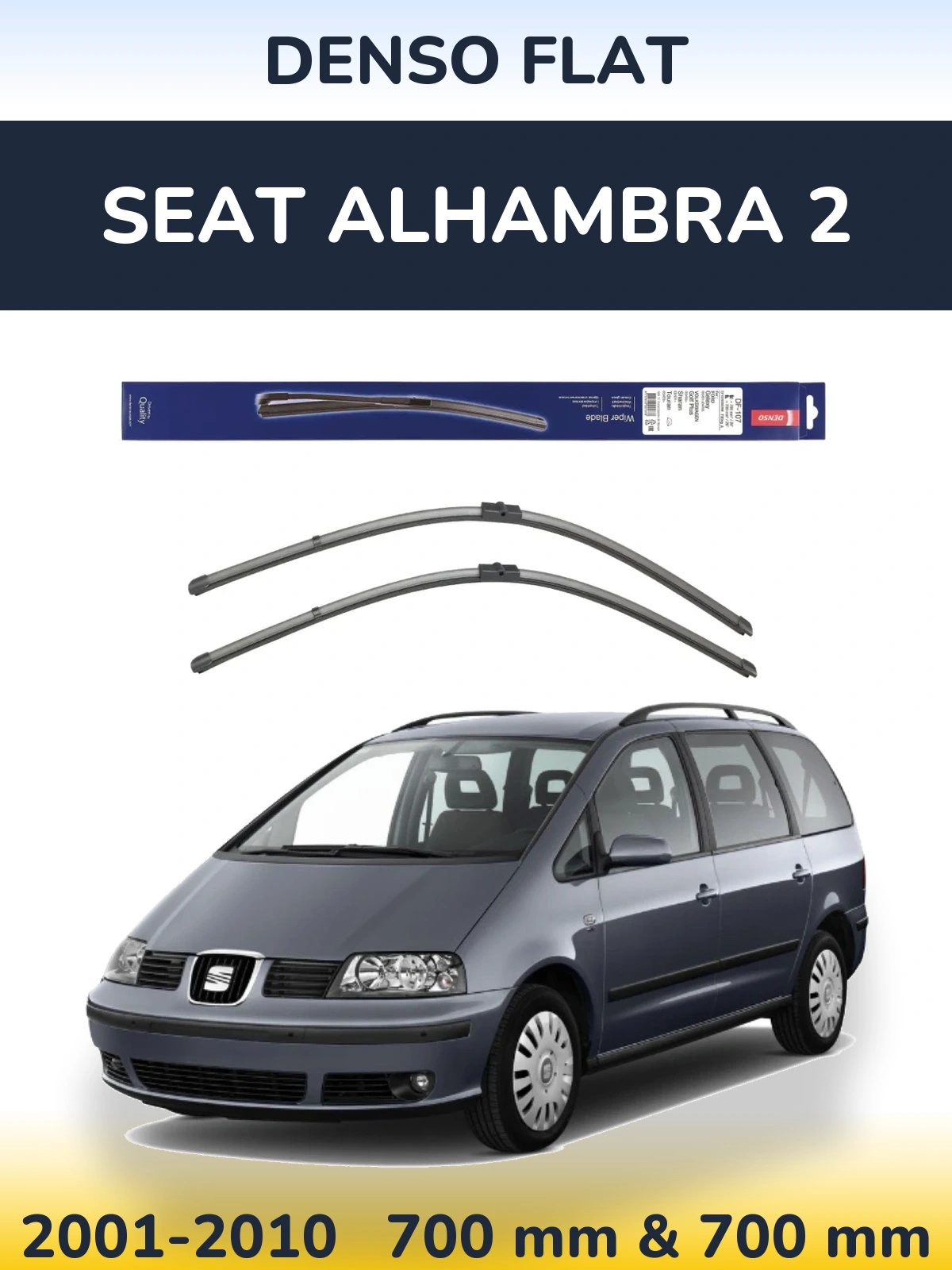 Komplet przednich wycieraczek Denso Flat 700 & 700 mm do SEAT Alhambra 2 2001-2010
