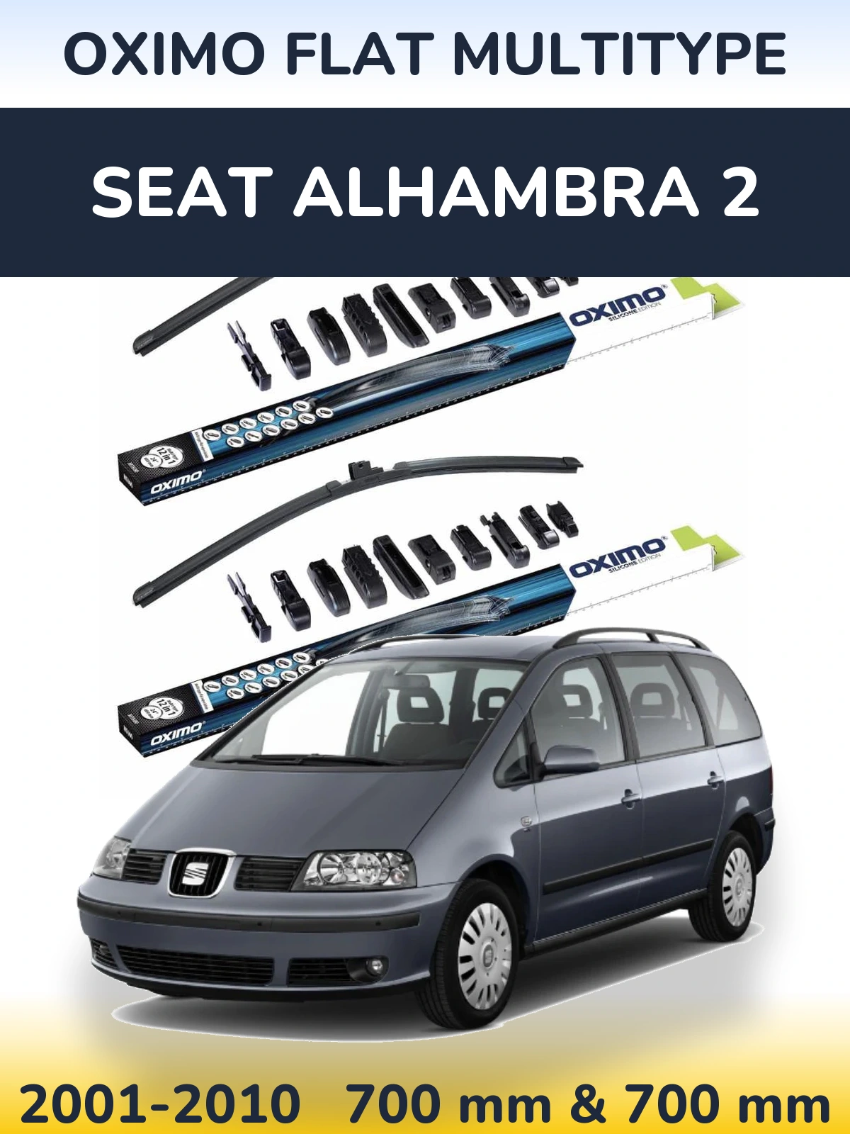 Komplet przednich wycieraczek Oximo Flat MultiType 700 & 700 mm do SEAT Alhambra 2 2001-2010
