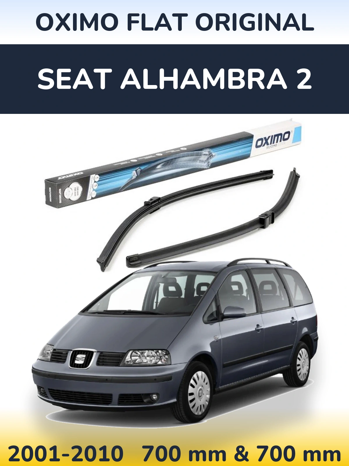 Front wiper blade set Oximo Flat Original 700 & 700 mm for SEAT Alhambra 2 2001-2010