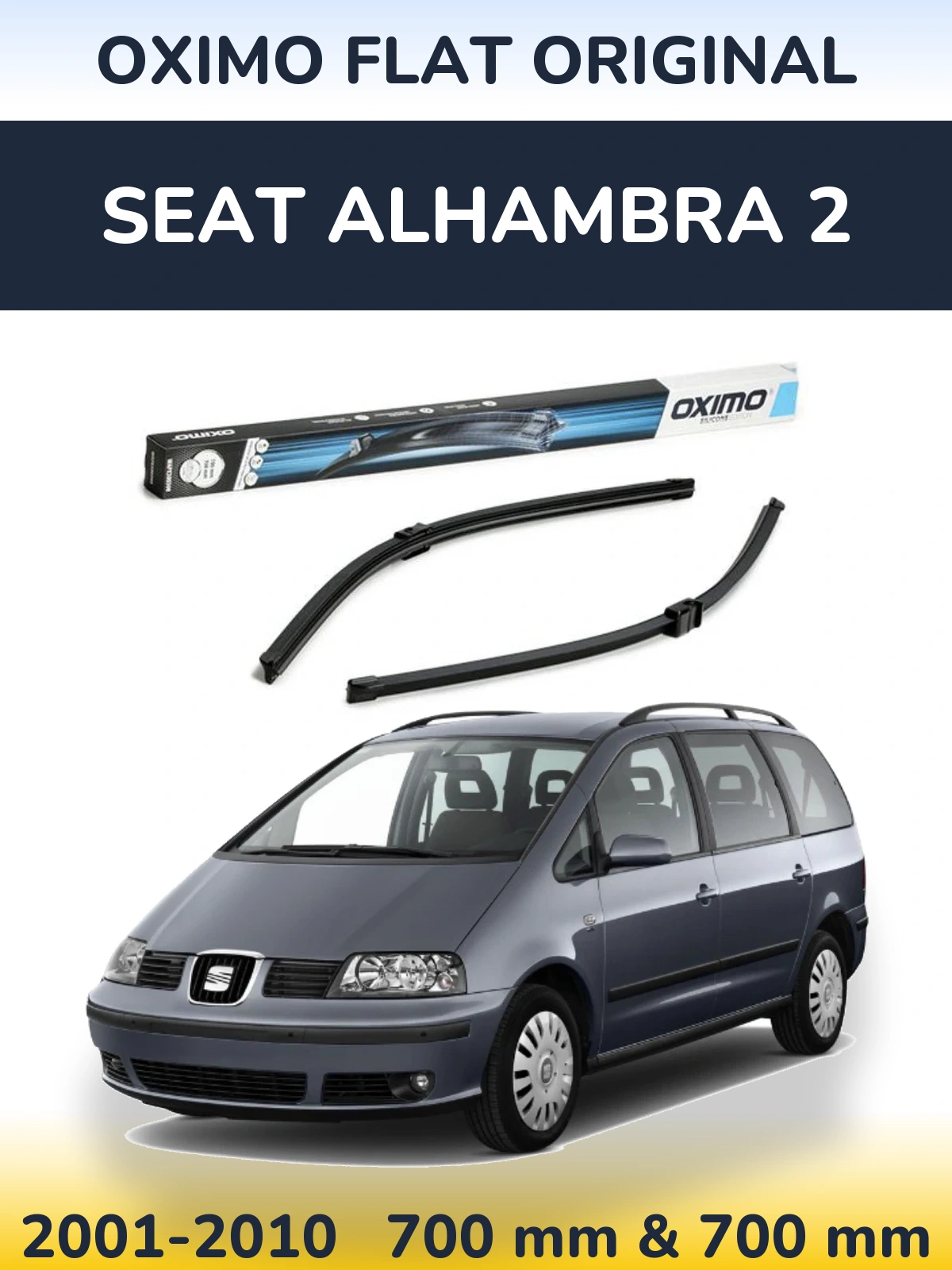 Front wiper blade set Oximo Flat Original 700 & 700 mm for SEAT Alhambra 2 2001-2010