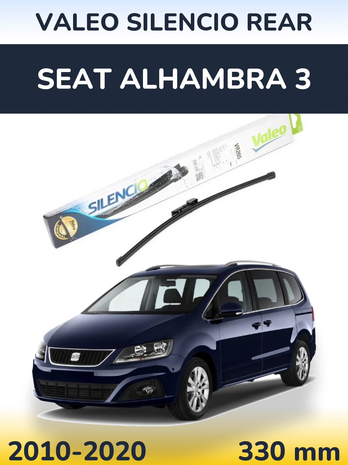 Rear wiper blade Valeo Silencio Rear 335 mm for SEAT Alhambra 3 2010-2020