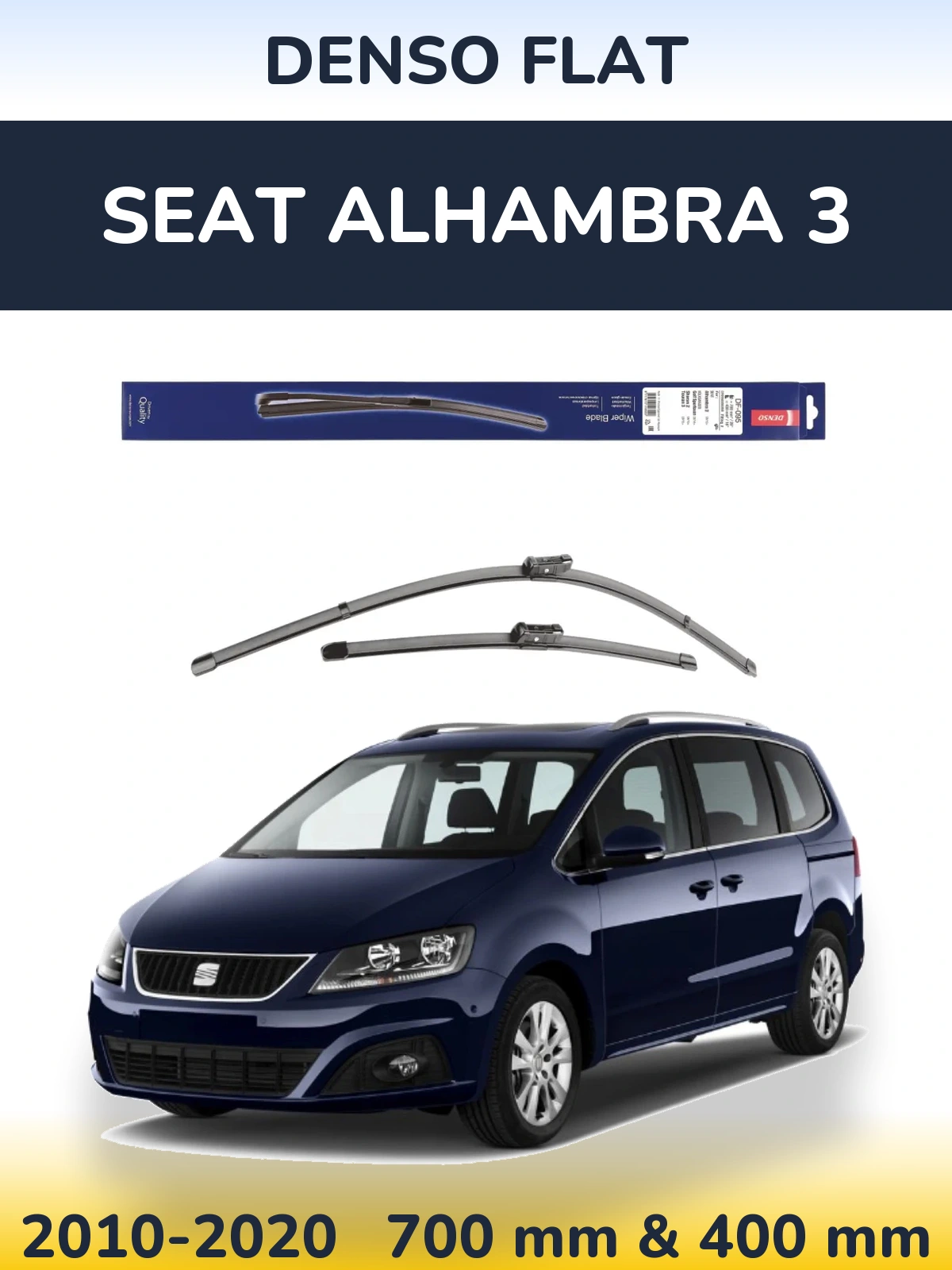 Комплект передних дворников Denso Flat 700 & 400 мм для SEAT Alhambra 3 2010-2020