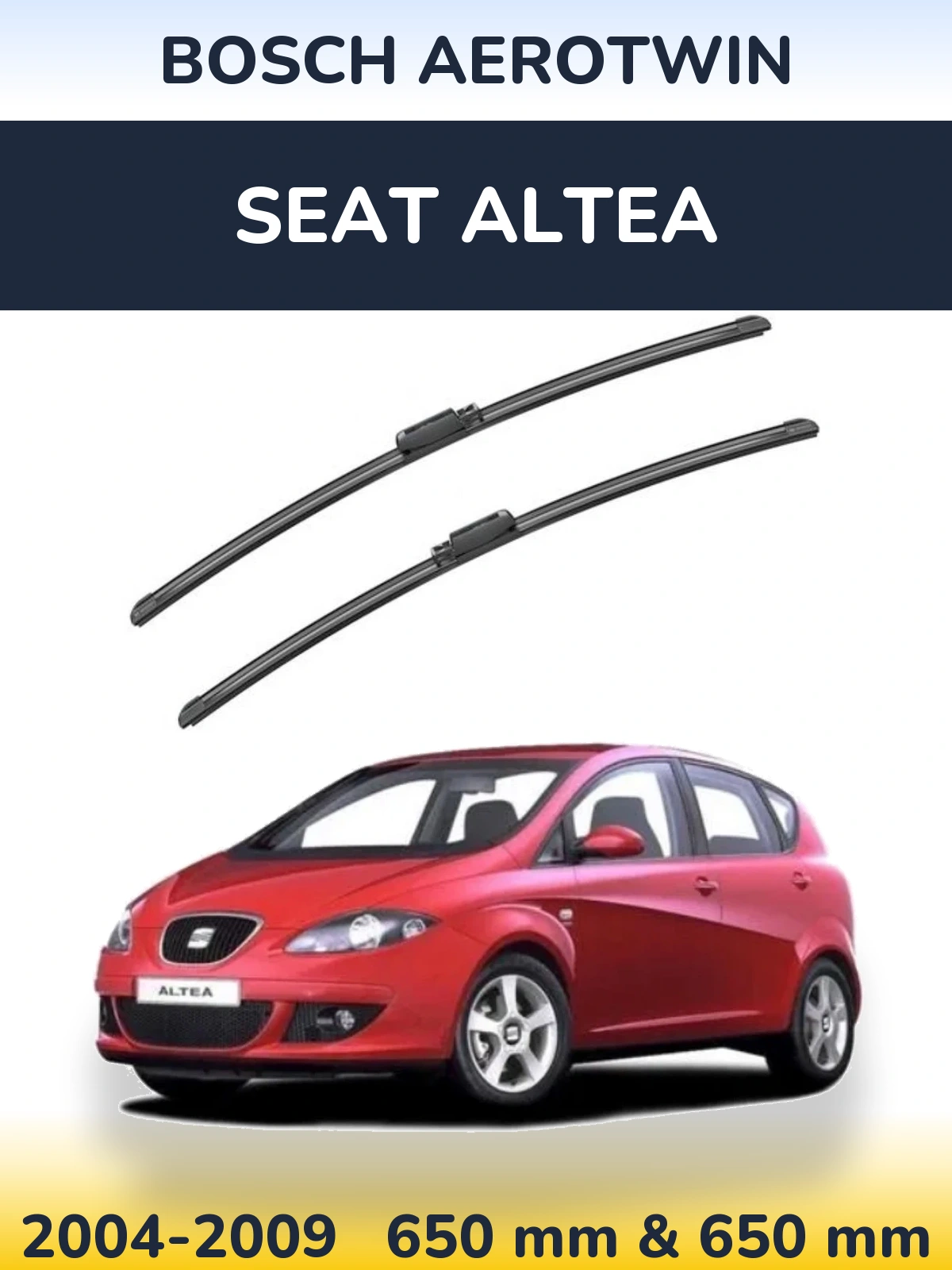 Комплект передних дворников BOSCH AeroTwin 650 & 650 мм для SEAT Altea 2004-2009