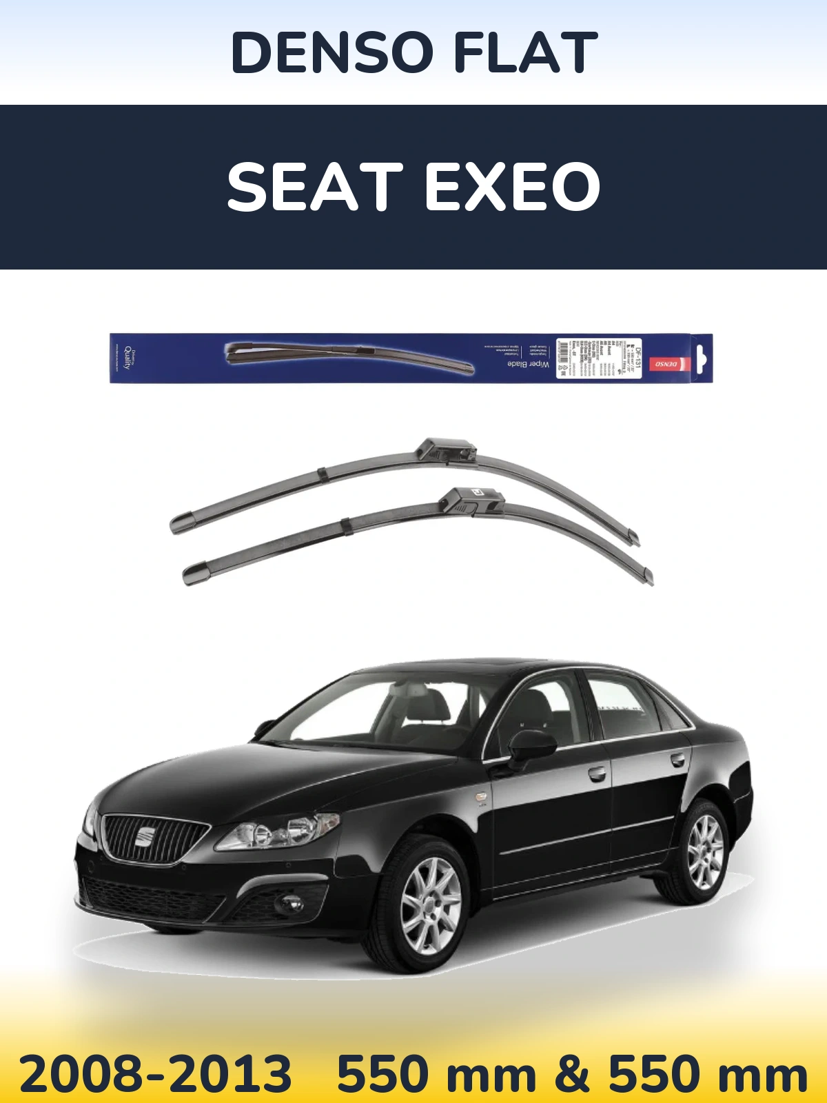 Front wiper blade set Denso Flat 550 & 550 mm for SEAT Exeo 2008-2013