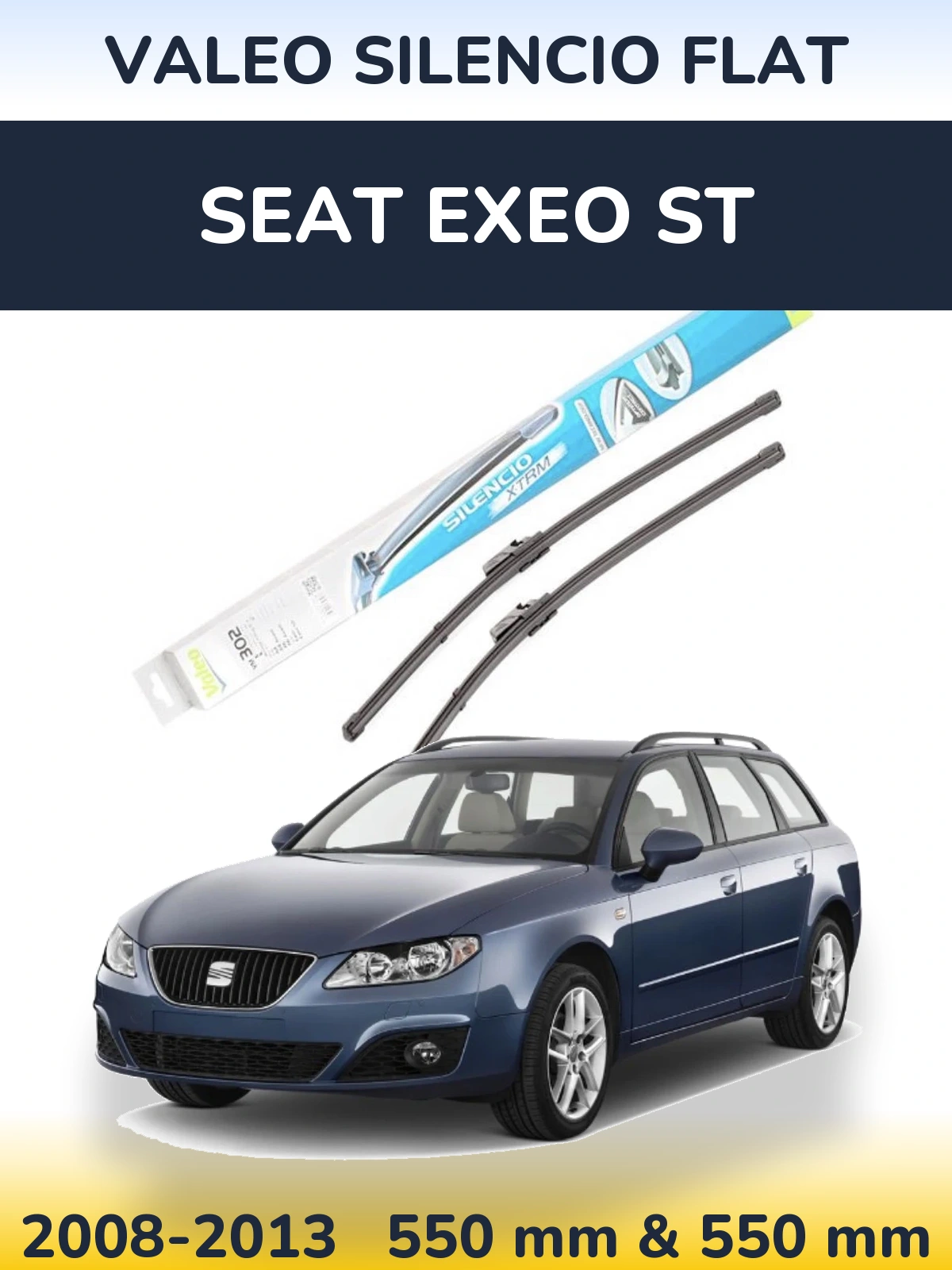 Комплект передніх щіток Valeo Silencio Flat 550 & 550 мм для SEAT Exeo ST 2008-2013