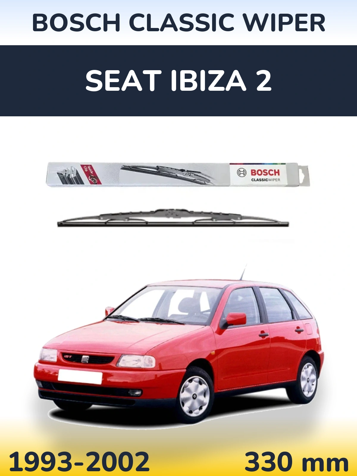 Rear wiper blade BOSCH Classic Wiper 340 mm for SEAT Ibiza 2 1993-2002