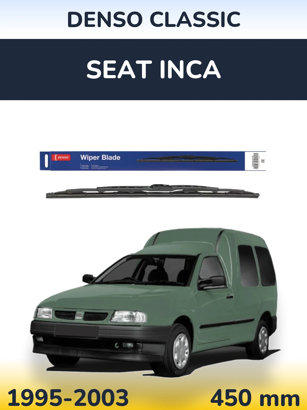 Rear wiper blade Denso Classic 450 mm for SEAT Inca 1995-2003