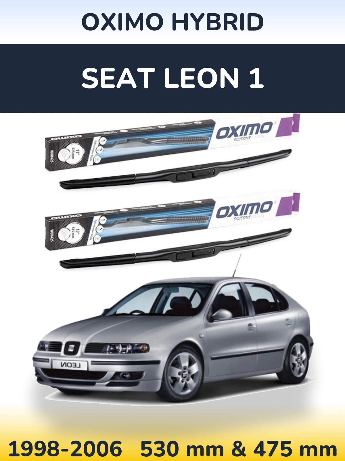Komplet przednich wycieraczek Oximo Hybrid 530 & 475 mm do SEAT Leon 1 1998-2006