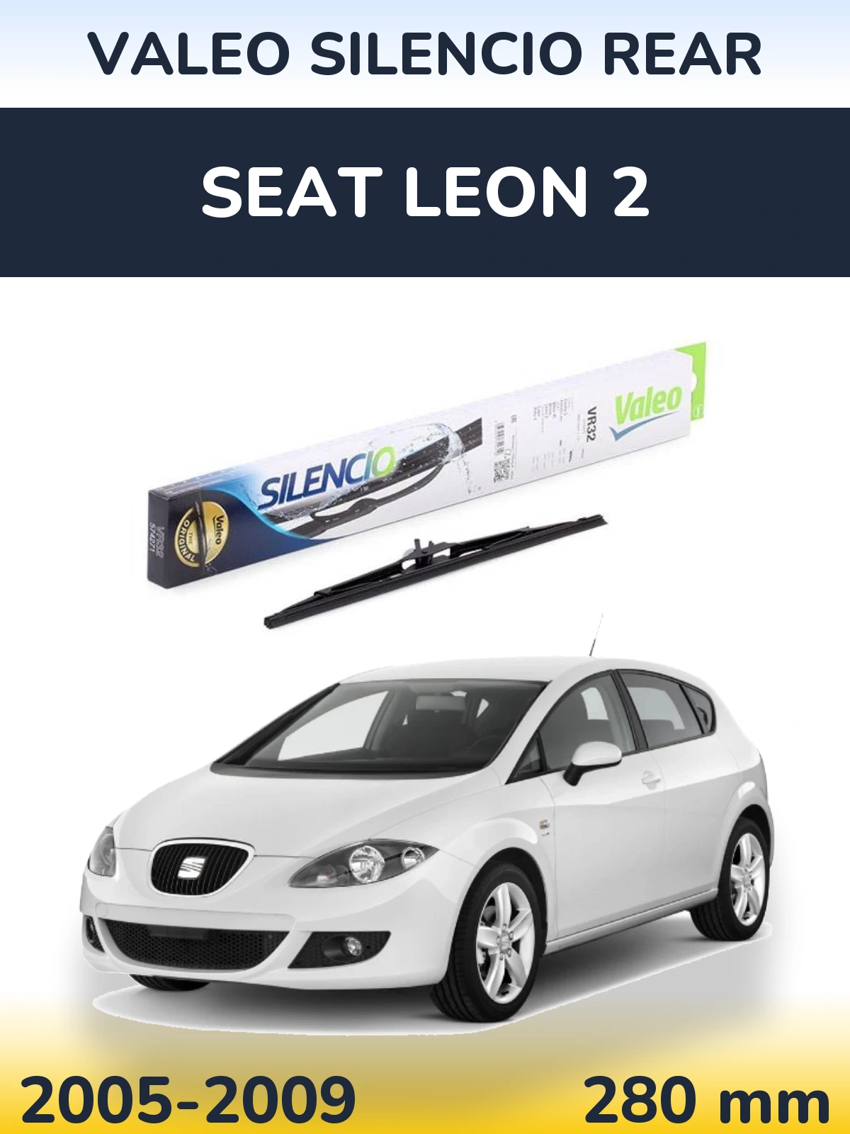 Задний дворник Valeo Silencio Rear 280 мм для SEAT Leon 2 2005-2009