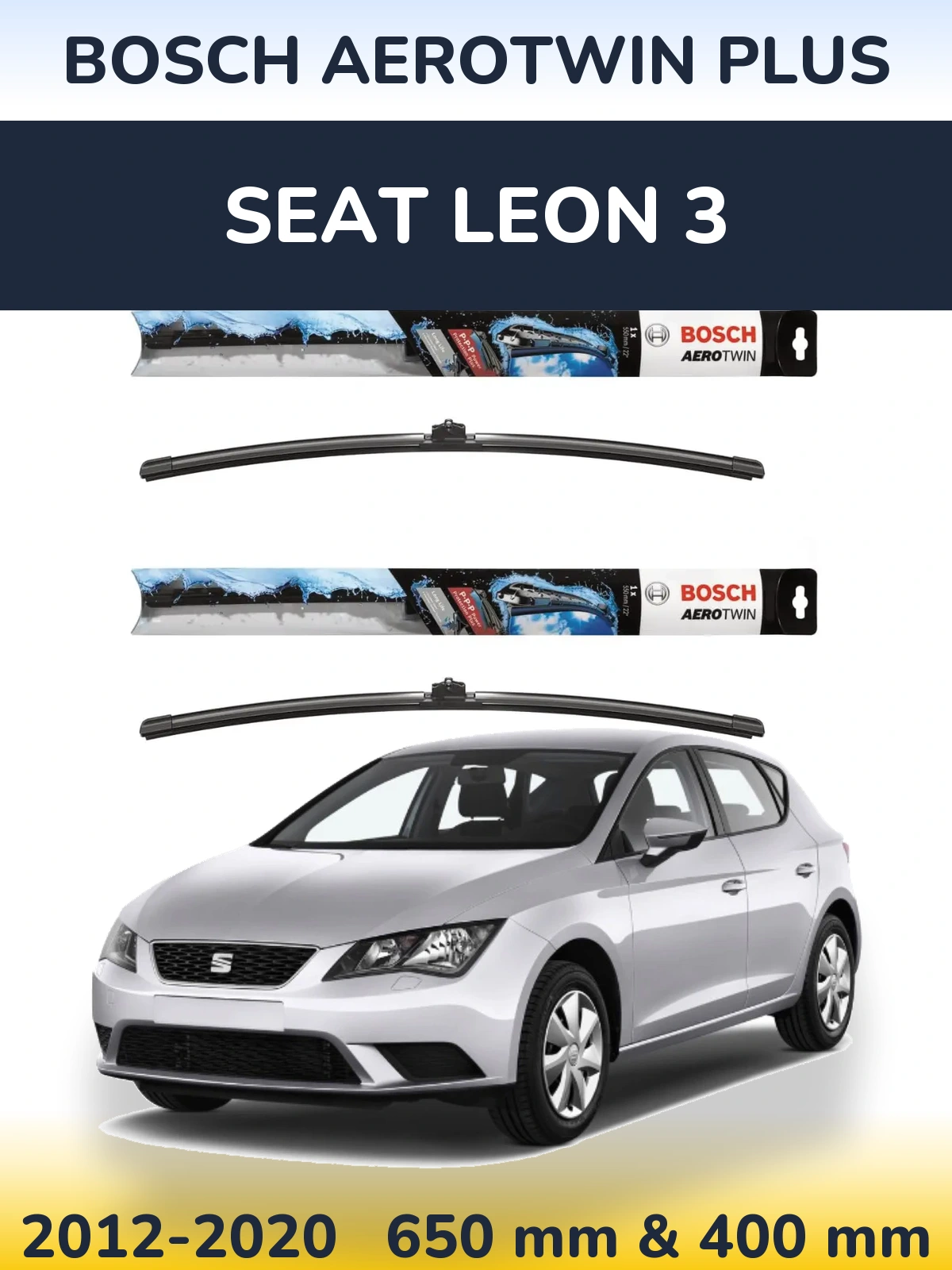 Komplet przednich wycieraczek BOSCH AeroTwin Plus 650 & 400 mm do SEAT Leon 3 2012-2020