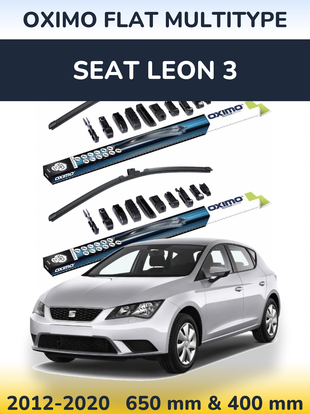 Комплект передних дворников Oximo Flat MultiТипe 650 & 400 мм для SEAT Leon 3 2012-2020