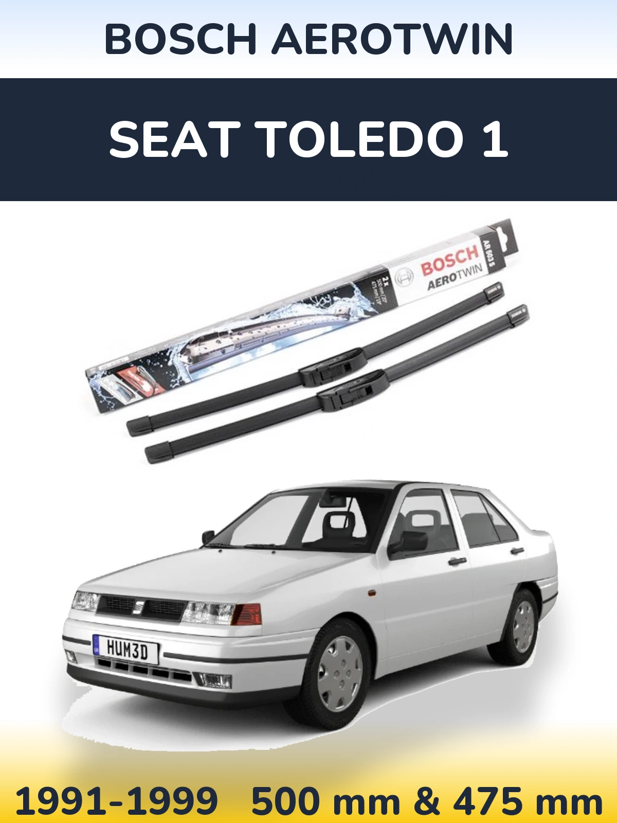 Komplet przednich wycieraczek BOSCH AeroTwin 500 & 475 mm do SEAT Toledo 1 1991-1999