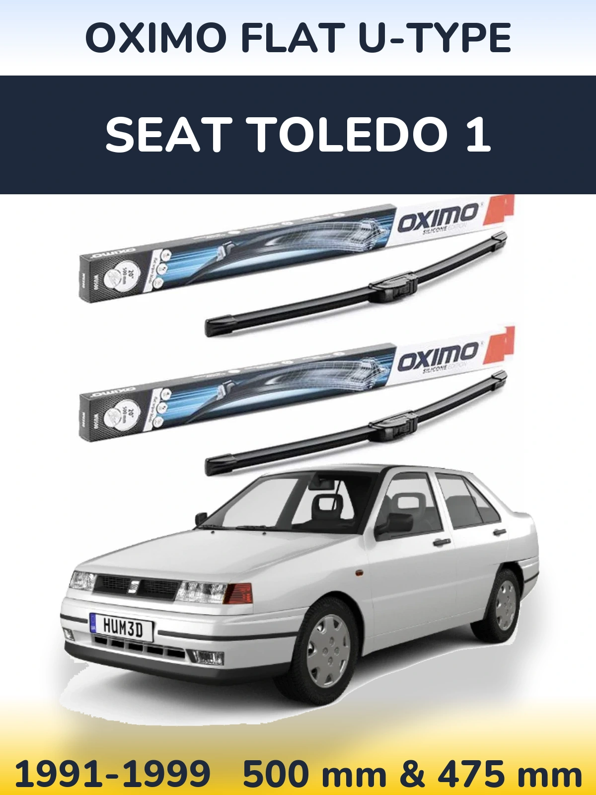 Komplet przednich wycieraczek Oximo Flat U-type 500 & 475 mm do SEAT Toledo 1 1991-1999