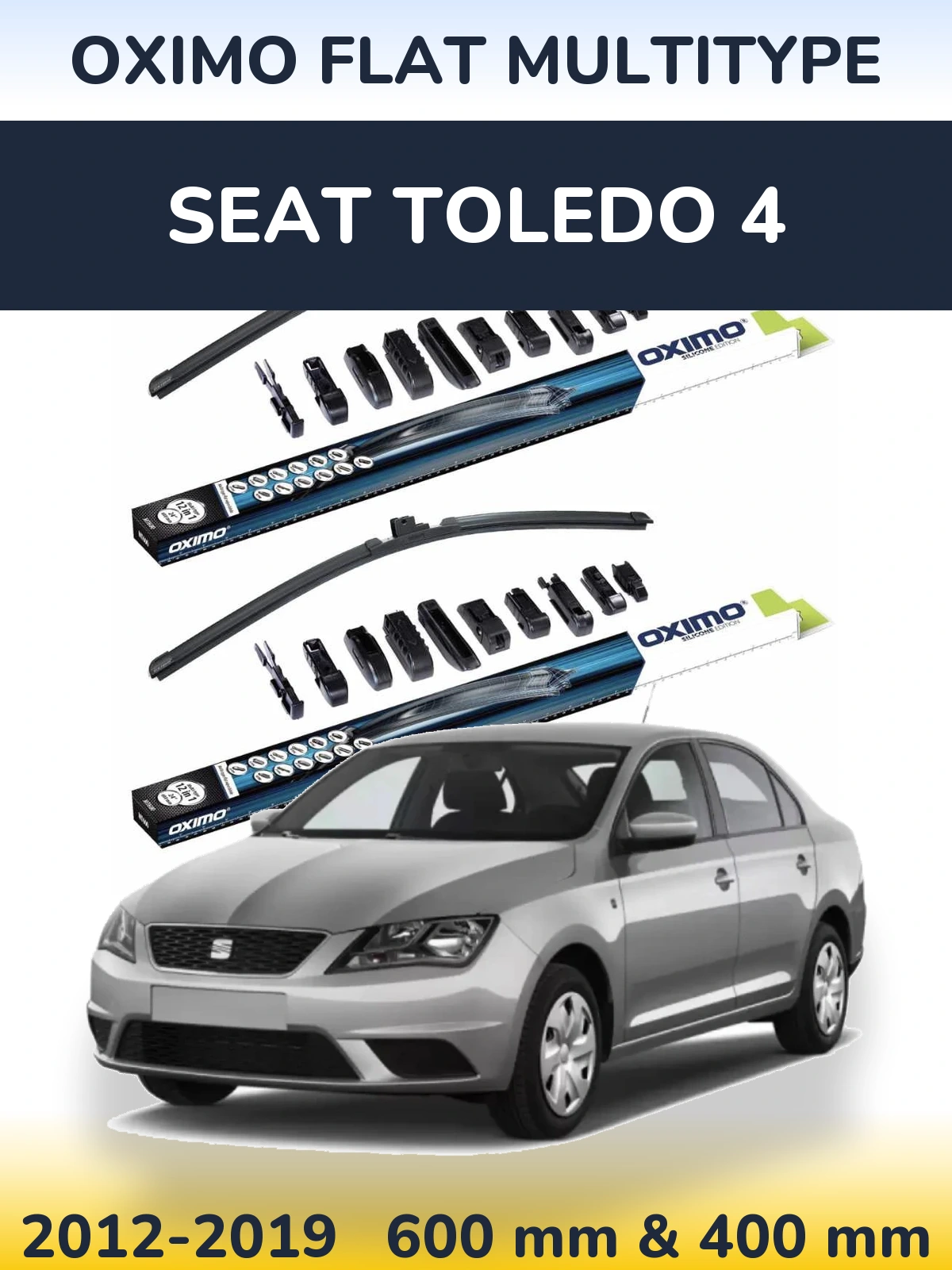Комплект передніх щіток Oximo Flat MultiТипe 600 & 400 мм для SEAT Toledo 4 2012-2019