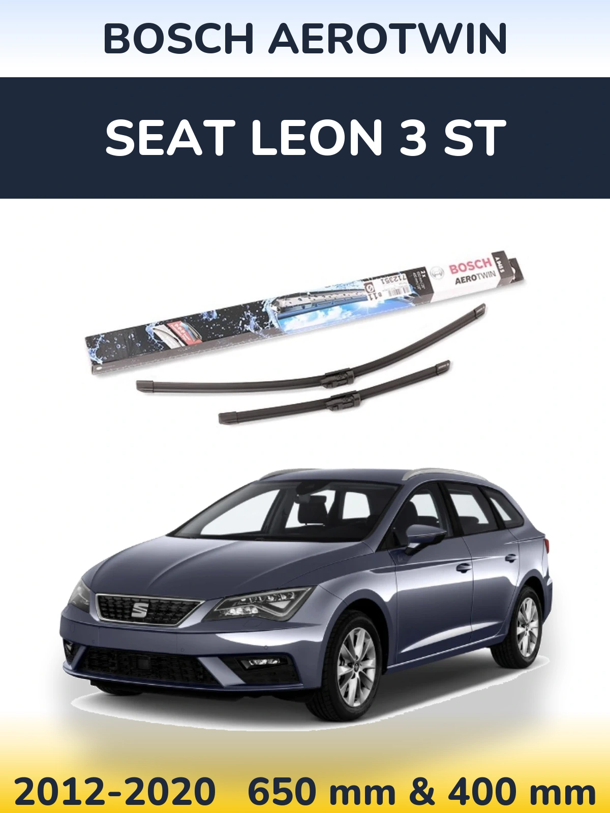 Komplet przednich wycieraczek BOSCH AeroTwin 650 & 400 mm do SEAT Leon 3 ST 2012-2020