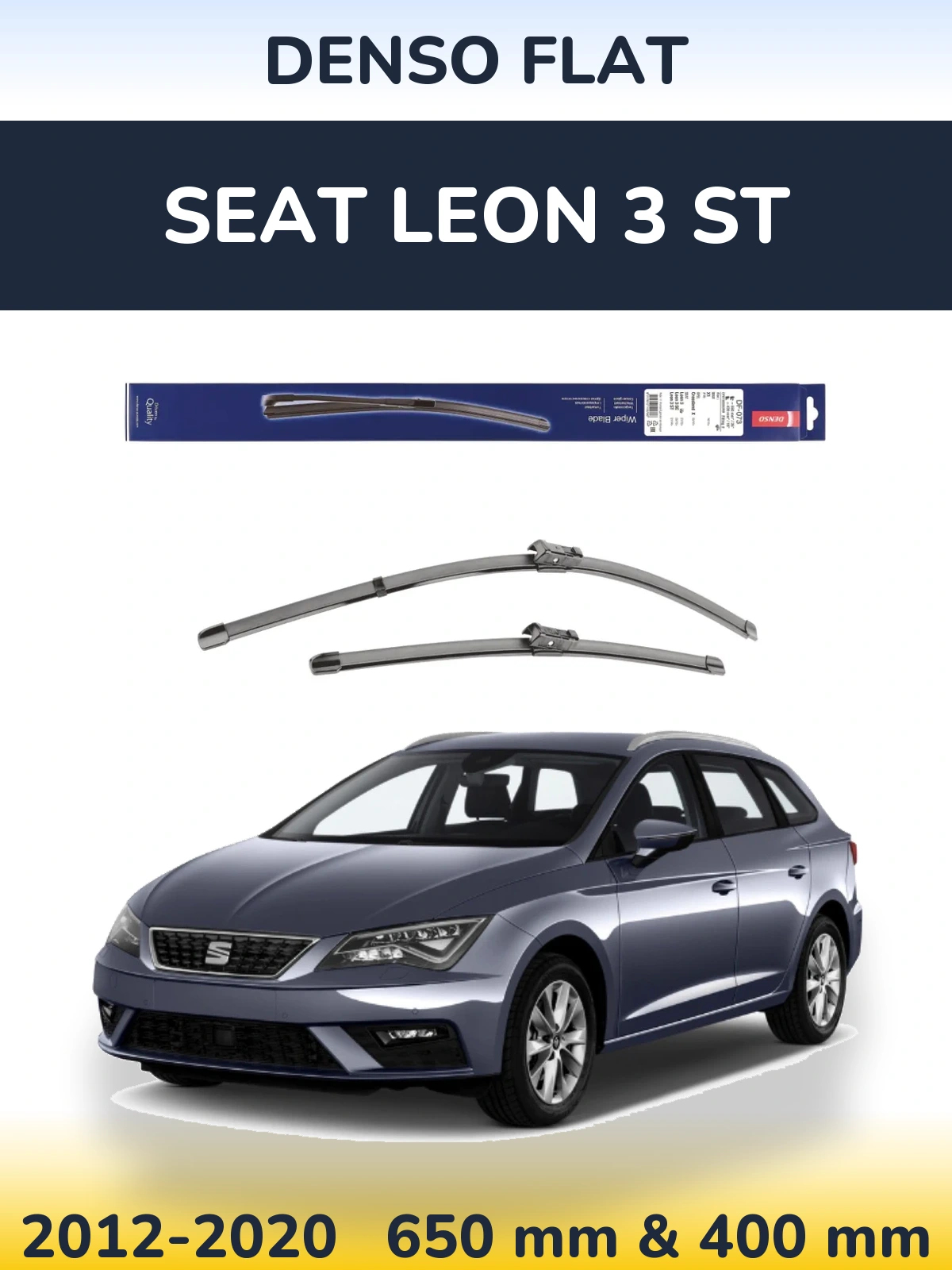 Комплект передних дворников Denso Flat 650 & 400 мм для SEAT Leon 3 ST 2012-2020