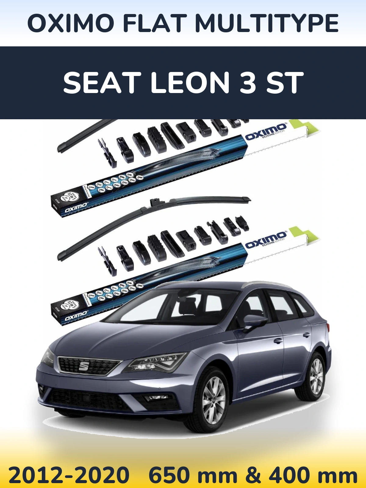 Komplet przednich wycieraczek Oximo Flat MultiType 650 & 400 mm do SEAT Leon 3 ST 2012-2020