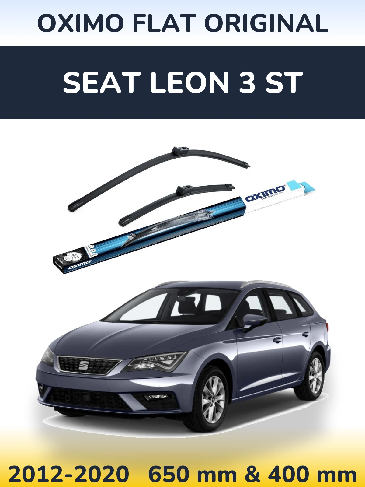 Front wiper blade set Oximo Flat Original 650 & 400 mm for SEAT Leon 3 ST 2012-2020