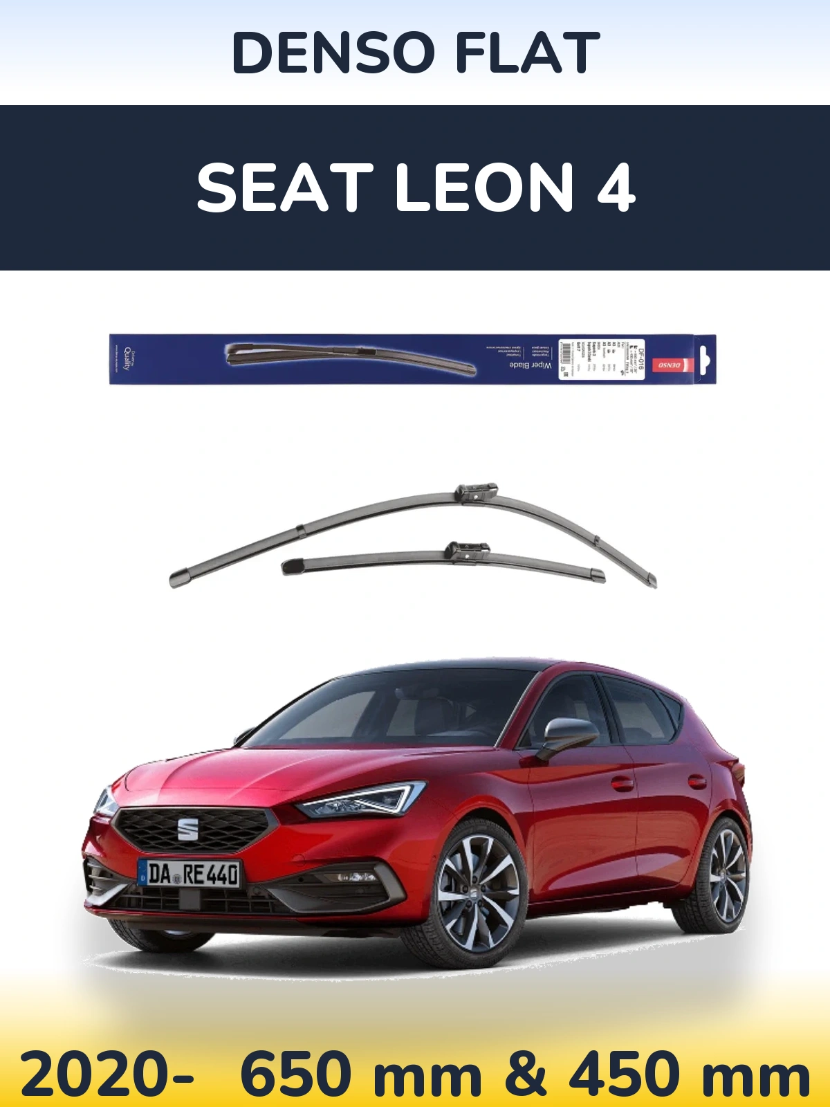 Komplet przednich wycieraczek Denso Flat 650 & 450 mm do SEAT Leon 4 2020-2026