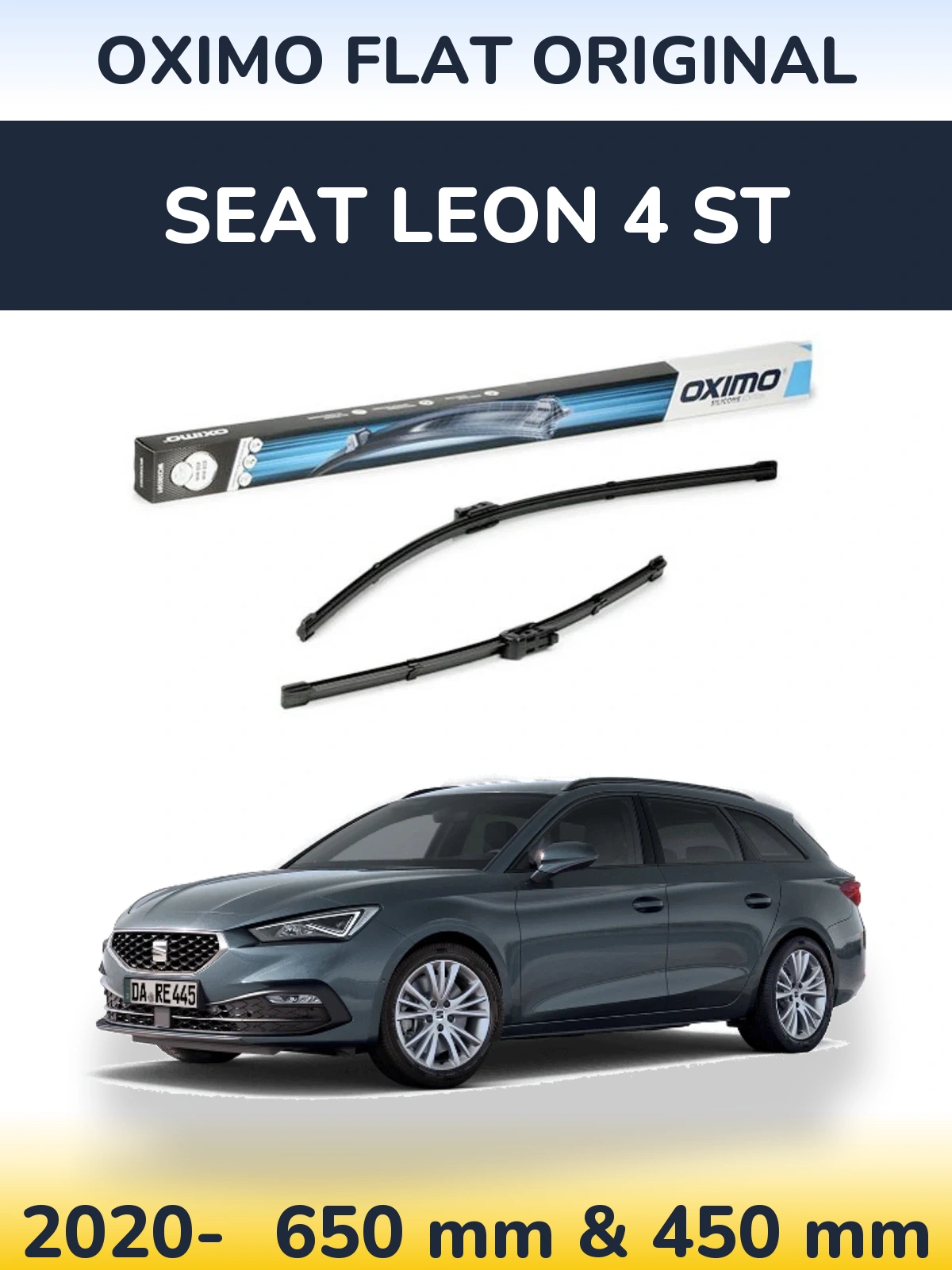 Комплект передних дворников Oximo Flat Original 650 & 450 мм для SEAT Leon 4 ST 2020-2026