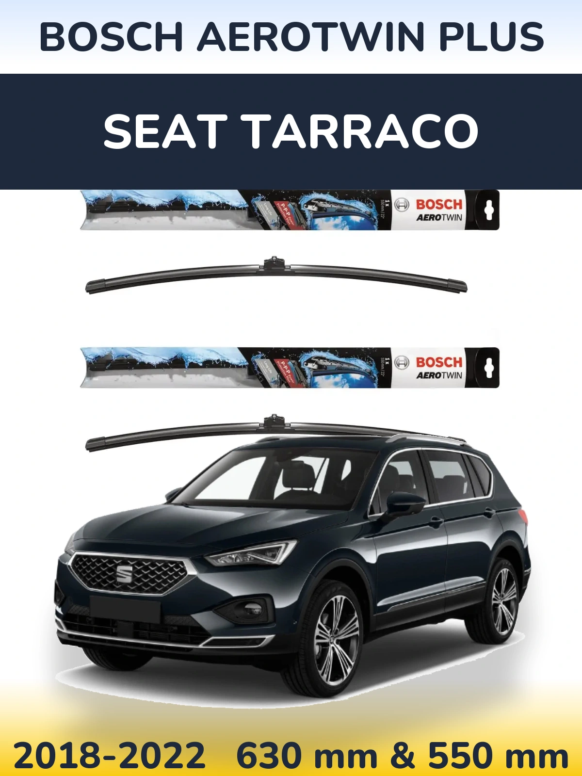 Komplet przednich wycieraczek BOSCH AeroTwin Plus 600 & 550 mm do SEAT Tarraco 2018-2022