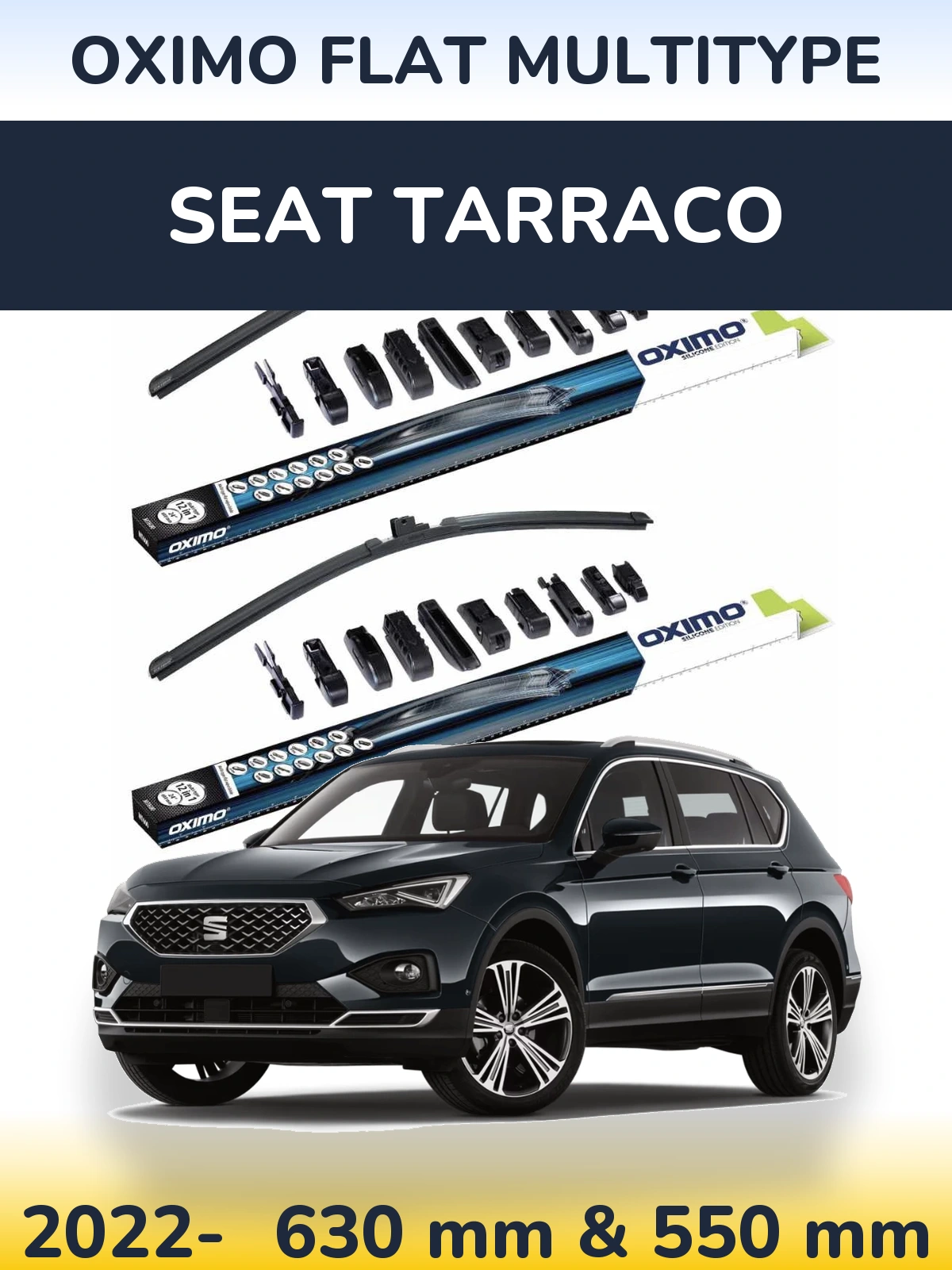 Front wiper blade set Oximo Flat MultiTypee 600 & 550 mm for SEAT Tarraco 2022-2026