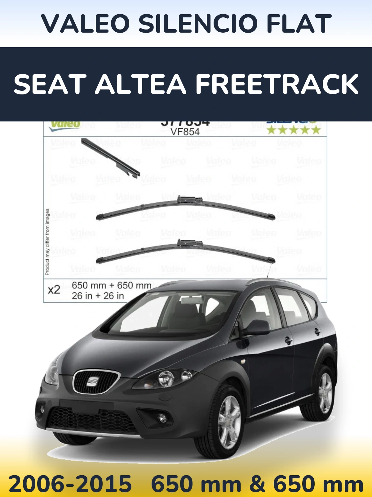 Комплект передних дворников Valeo Silencio Flat 650 & 650 мм для SEAT Altea Freetrack 2006-2015