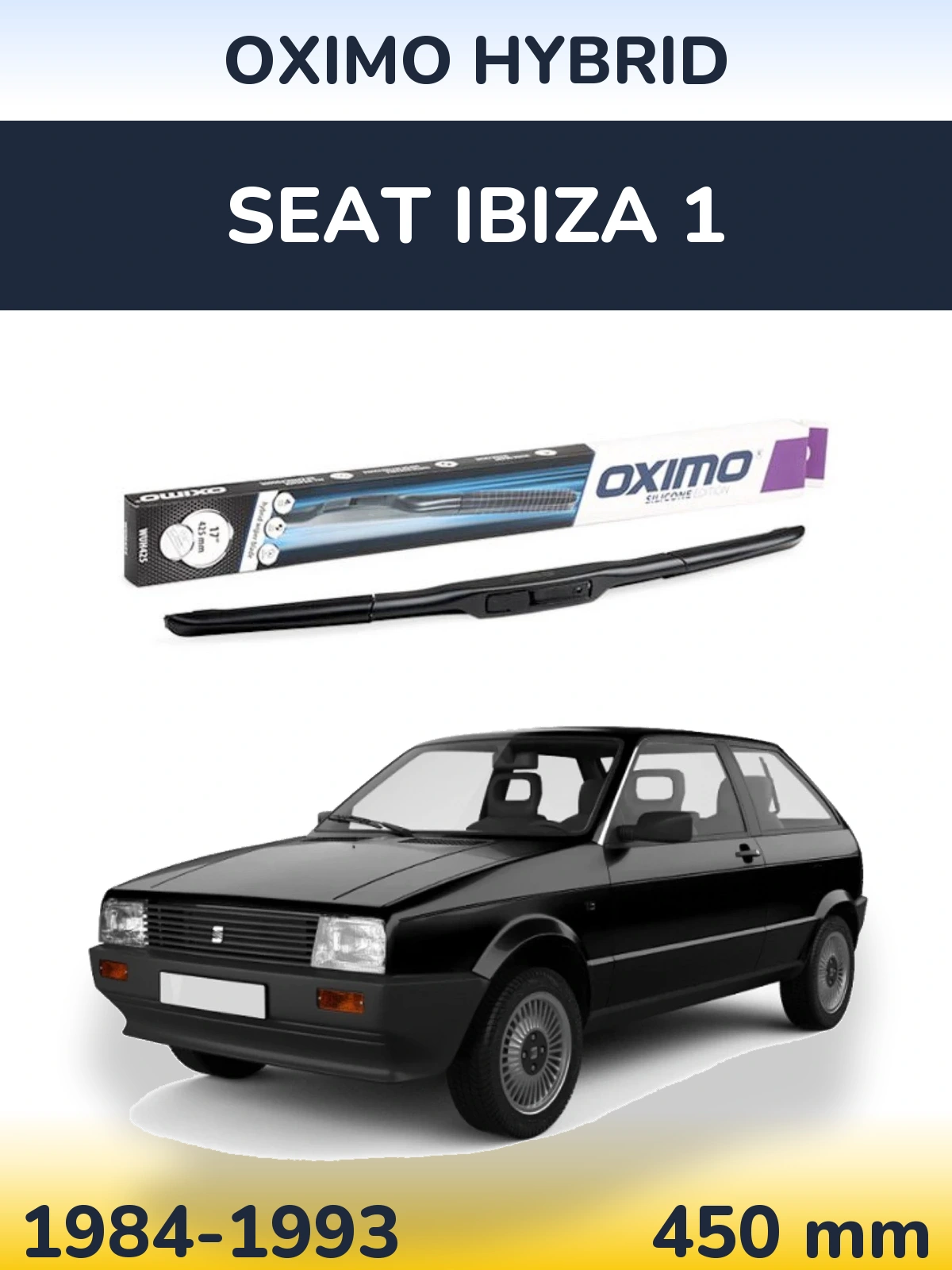 Front wiper blade Oximo Hybrid 450 mm for SEAT Ibiza 1 1984-1993