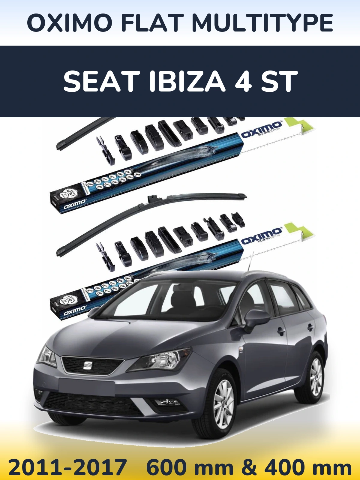 Комплект передних дворников Oximo Flat MultiТипe 600 & 400 мм для SEAT Ibiza 4 ST 2011-2017