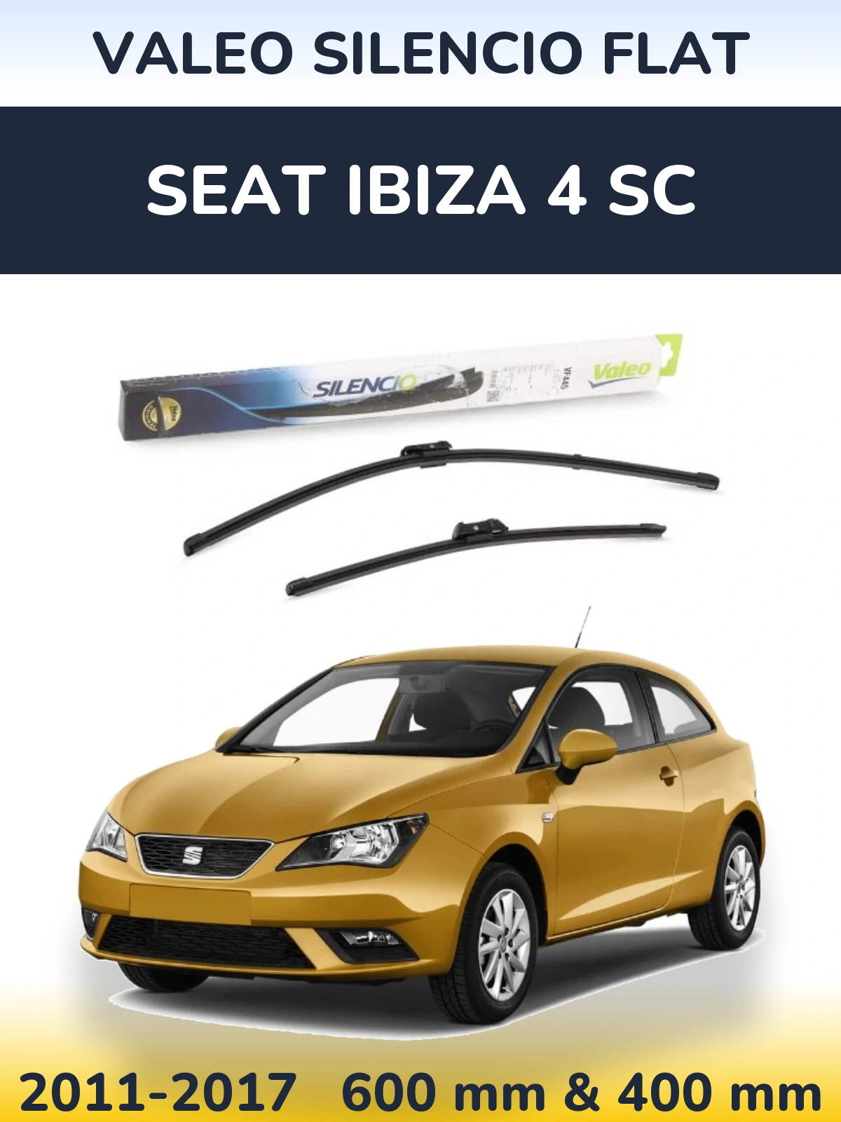Комплект передних дворников Valeo Silencio Flat 600 & 400 мм для SEAT Ibiza 4 SC 2011-2017