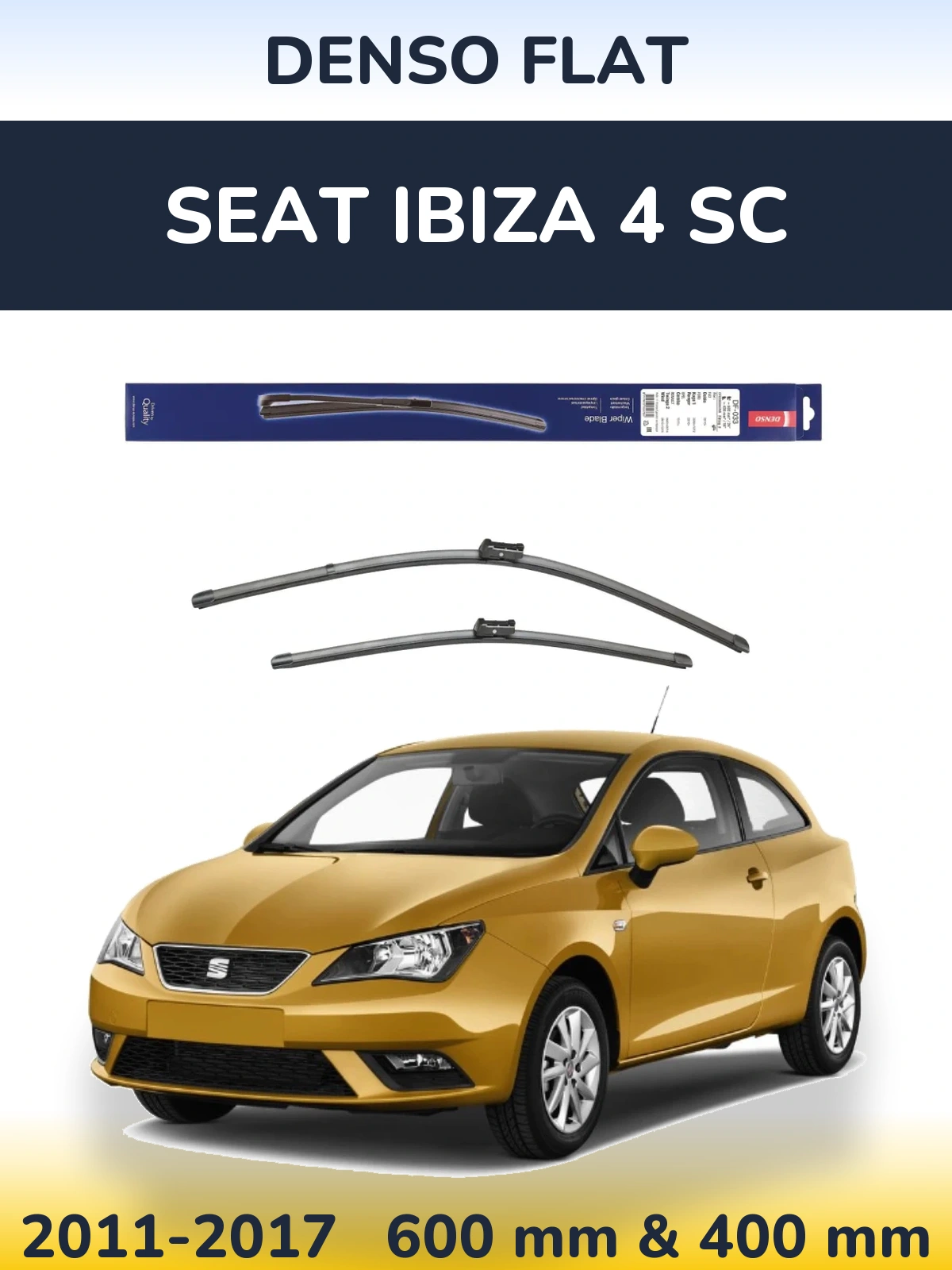 Komplet przednich wycieraczek Denso Flat 600 & 400 mm do SEAT Ibiza 4 SC 2011-2017