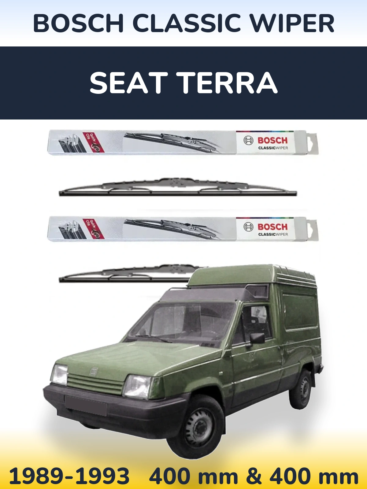 Komplet przednich wycieraczek BOSCH Classic Wiper 400 & 400 mm do SEAT Terra 1989-1993