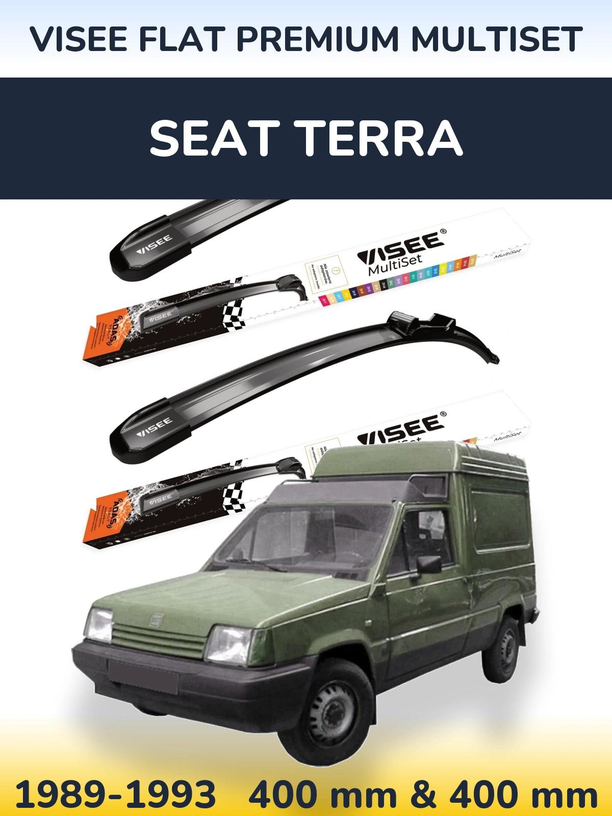 Комплект передних дворников VISEE FLAT PREMIUM MultiSet 400 & 400 мм для SEAT Terra 1989-1993
