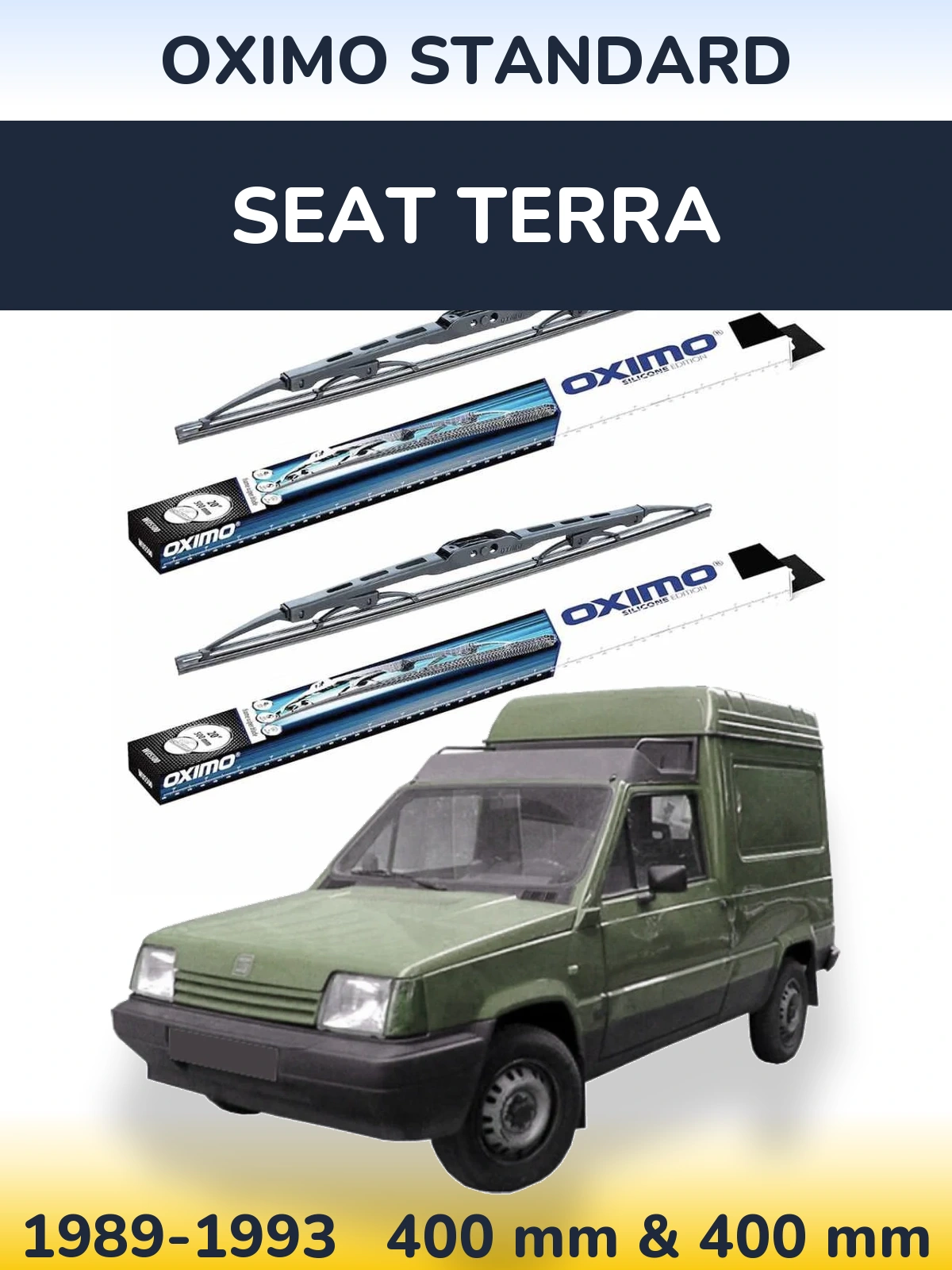 Front wiper blade set Oximo Standard 400 & 400 mm for SEAT Terra 1989-1993