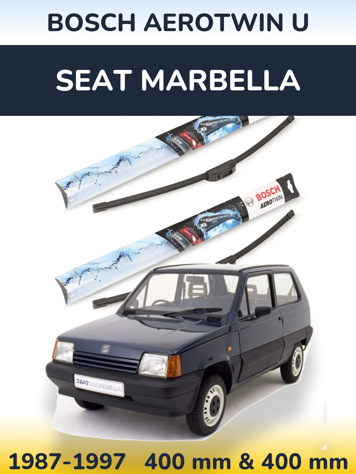 Komplet przednich wycieraczek BOSCH AeroTwin U 400 & 400 mm do SEAT Marbella 1987-1997